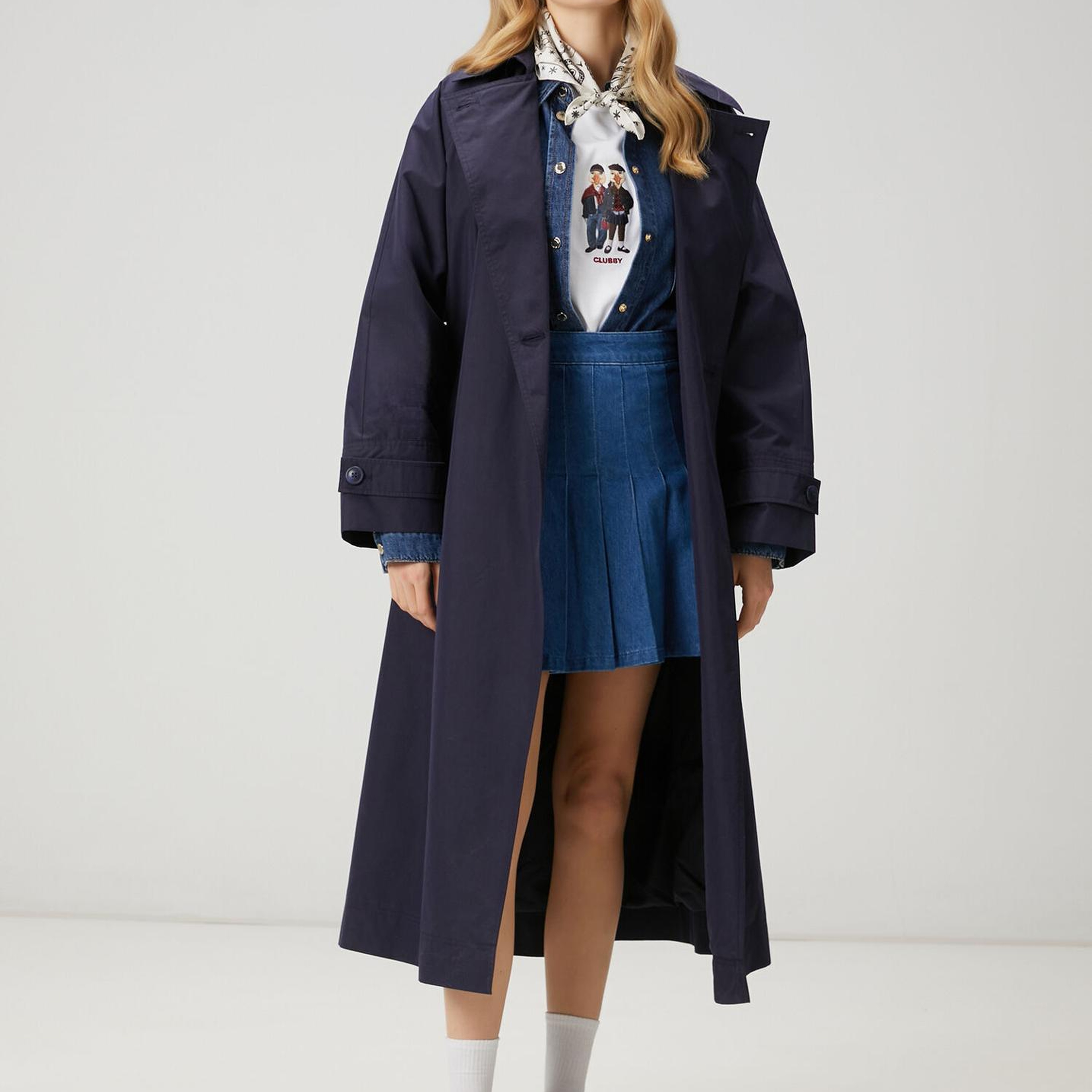 Beymen Club Kadın Papertouch Oversize Lacivert Pardösü