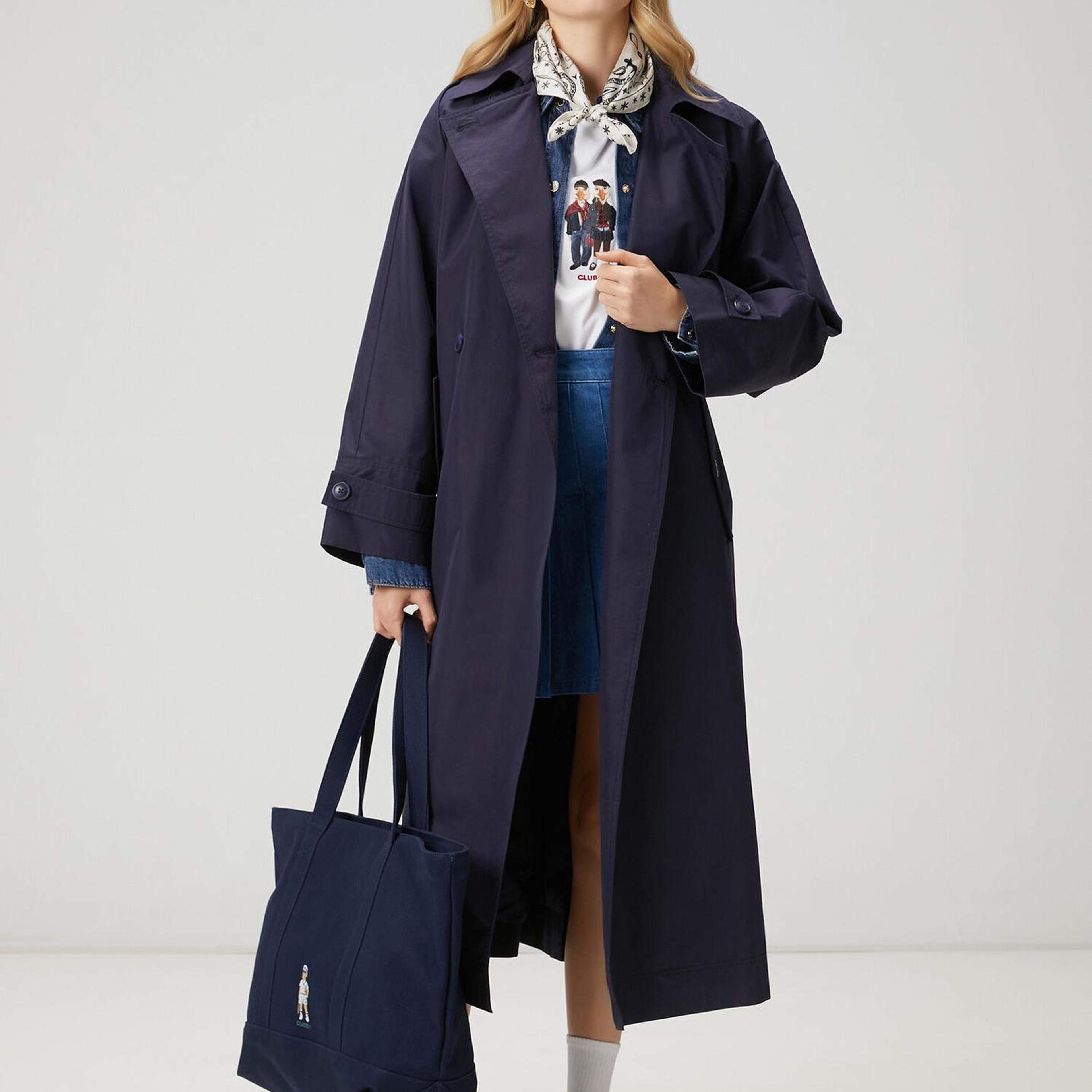 Beymen Club Kadın Papertouch Oversize Lacivert Pardösü