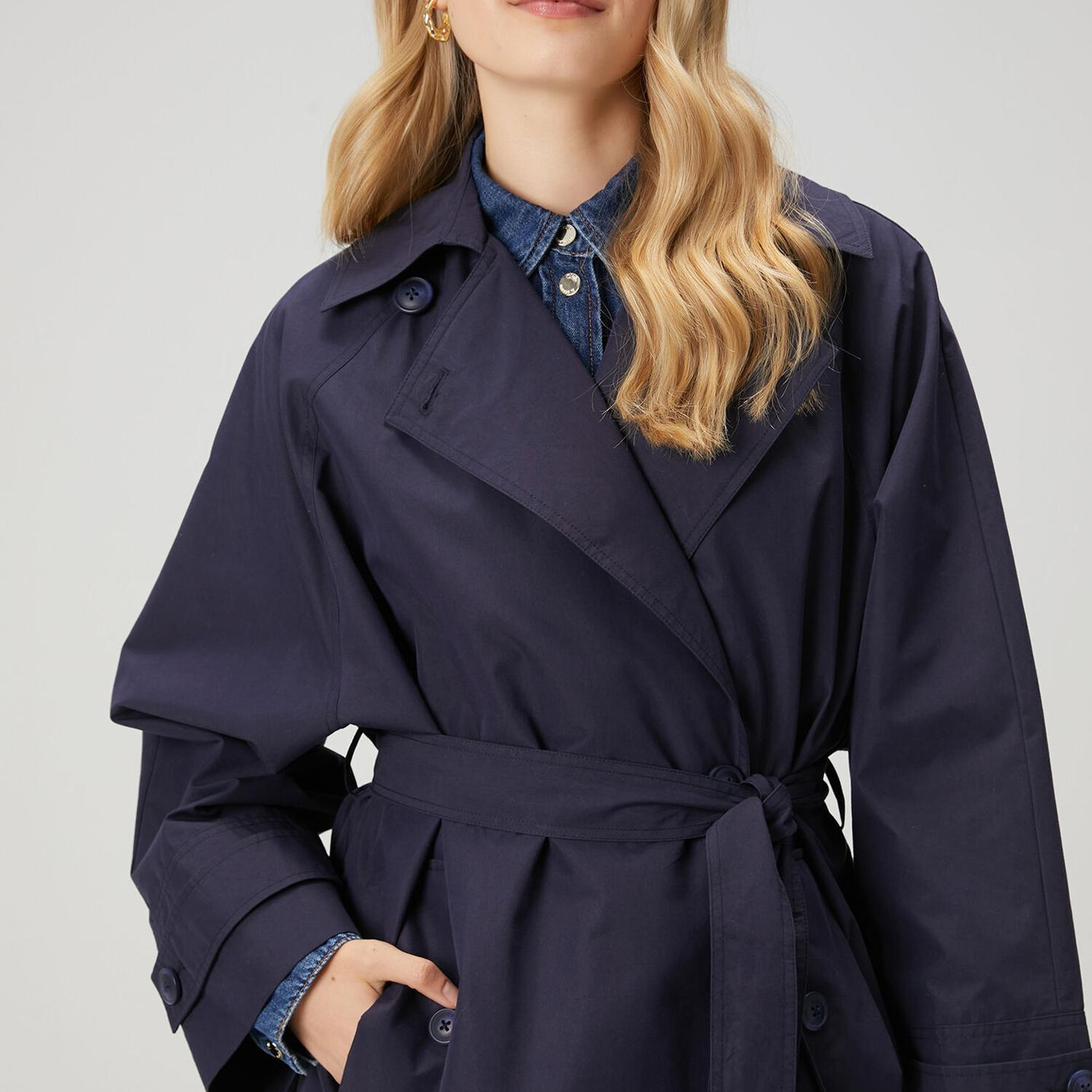 Beymen Club Kadın Papertouch Oversize Lacivert Pardösü