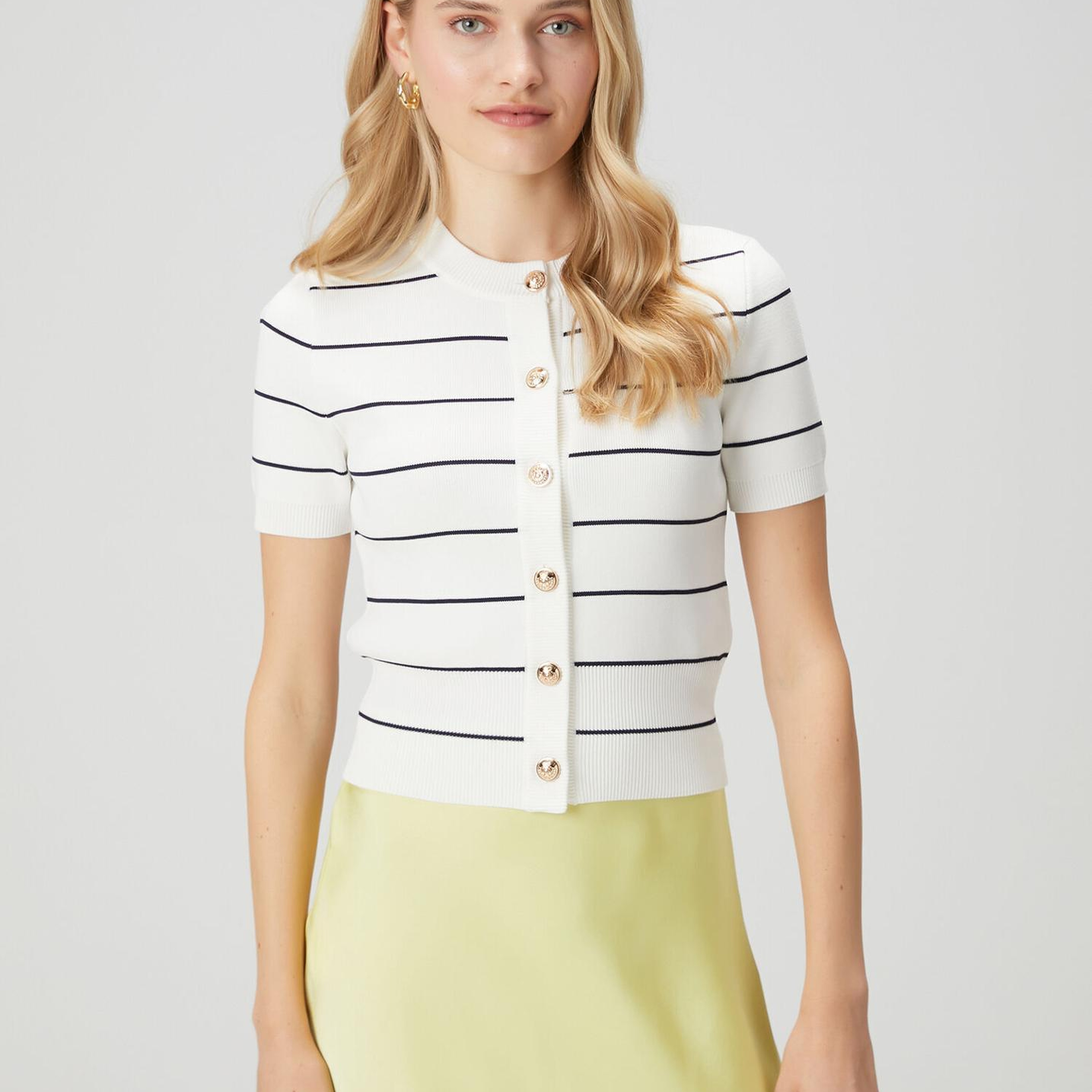 Beymen Club Kadın Kırık Beyaz Lacivert Çizgili Hırka