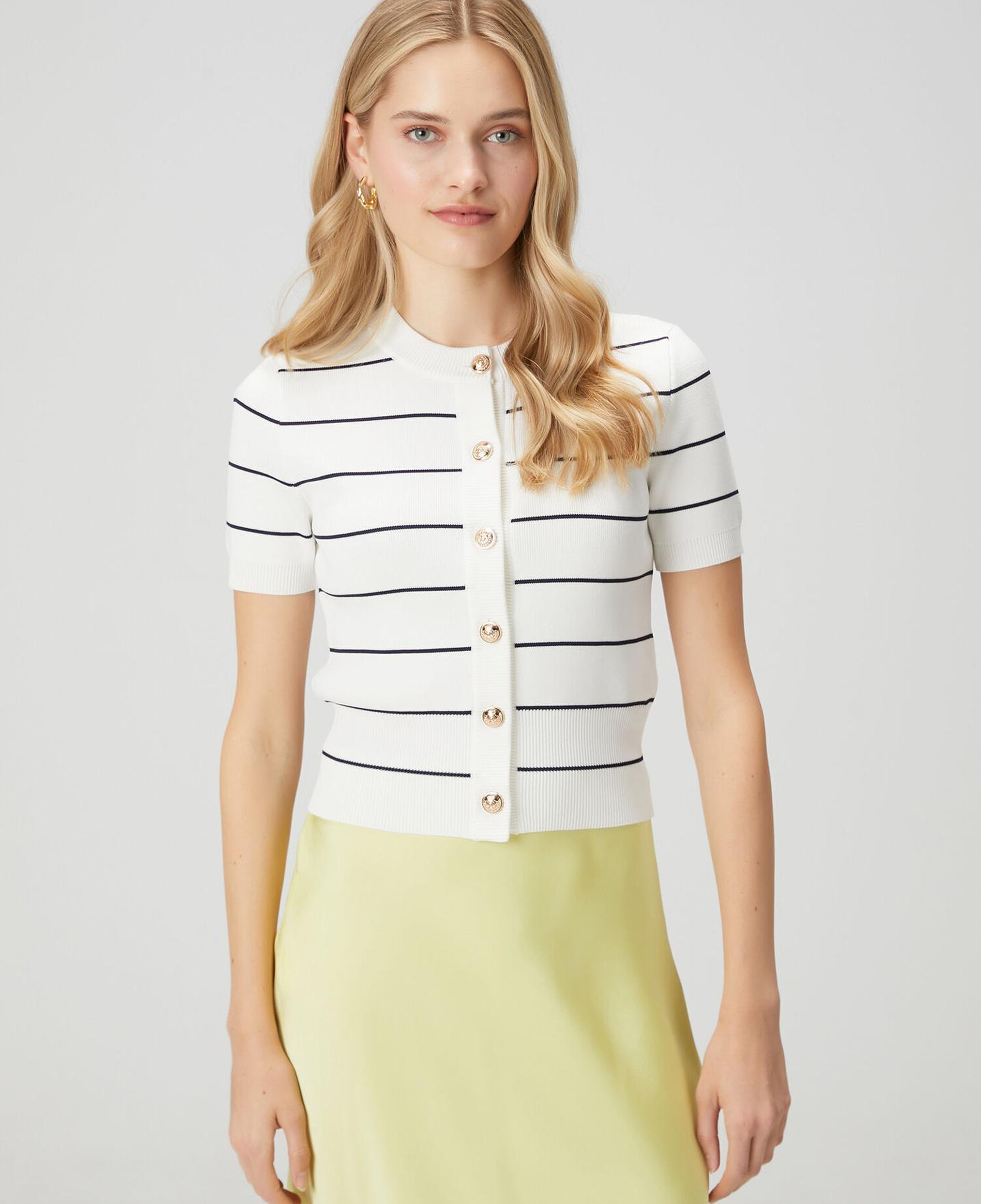 Beymen Club Kadın Kırık Beyaz Lacivert Çizgili Hırka