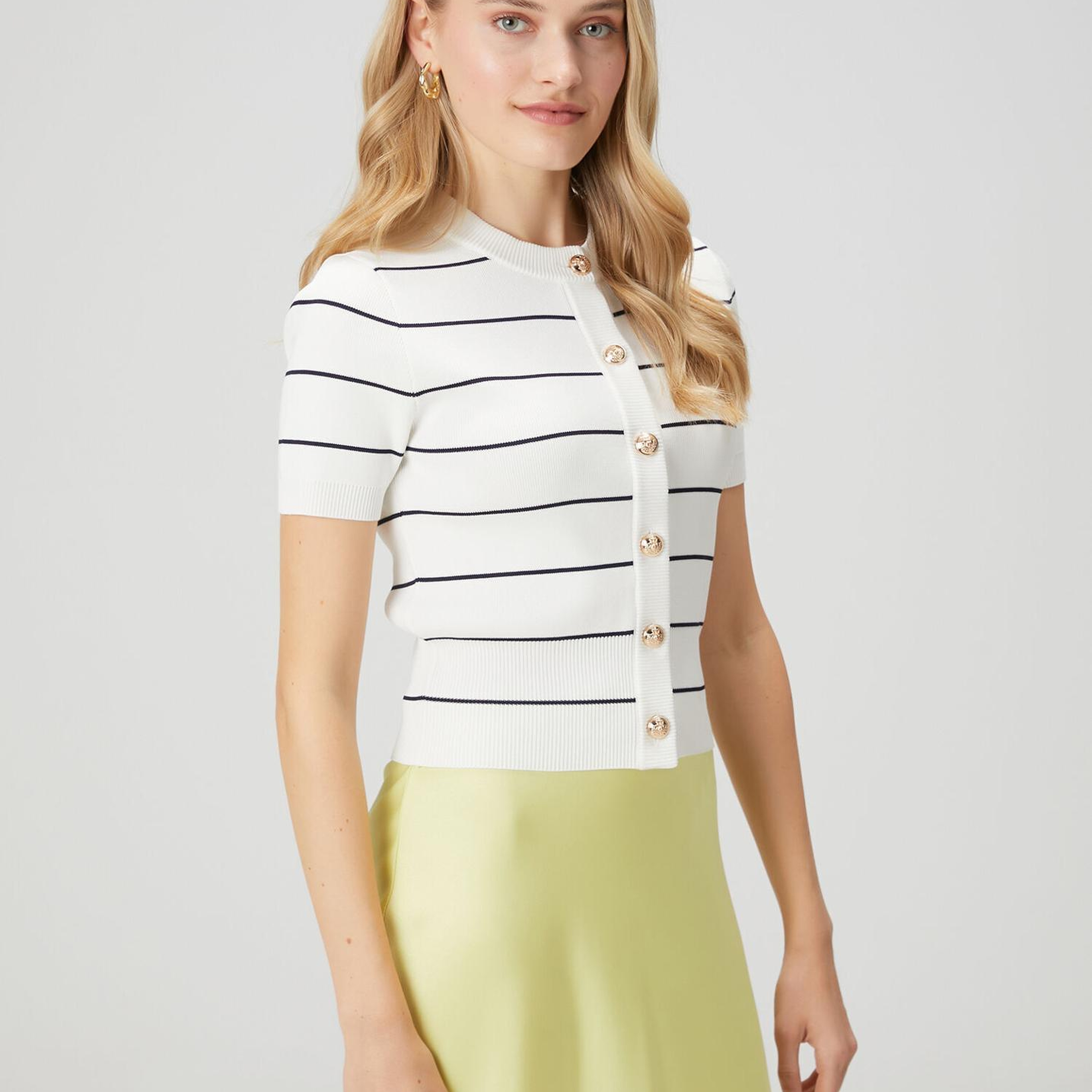 Beymen Club Kadın Kırık Beyaz Lacivert Çizgili Hırka