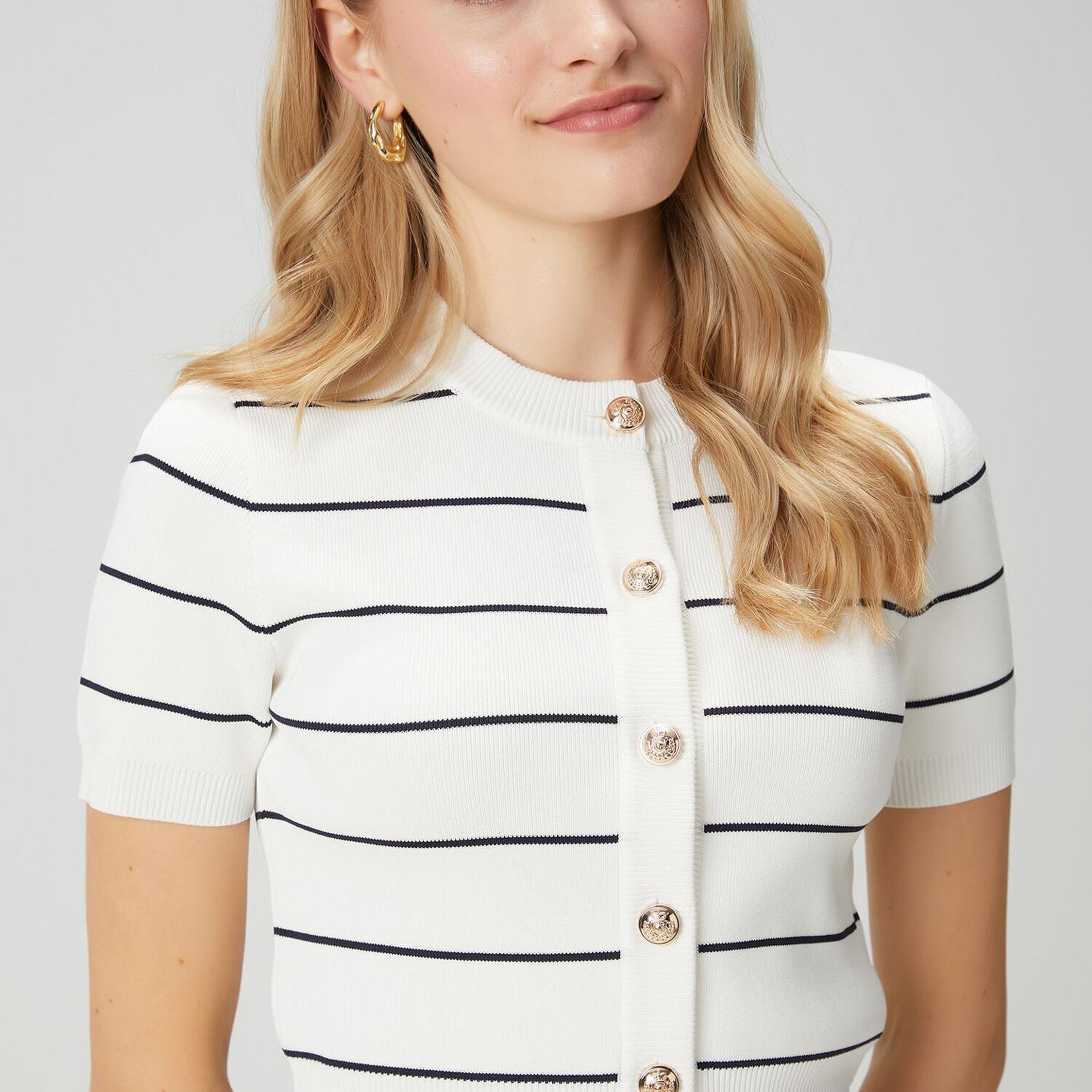 Beymen Club Kadın Kırık Beyaz Lacivert Çizgili Hırka