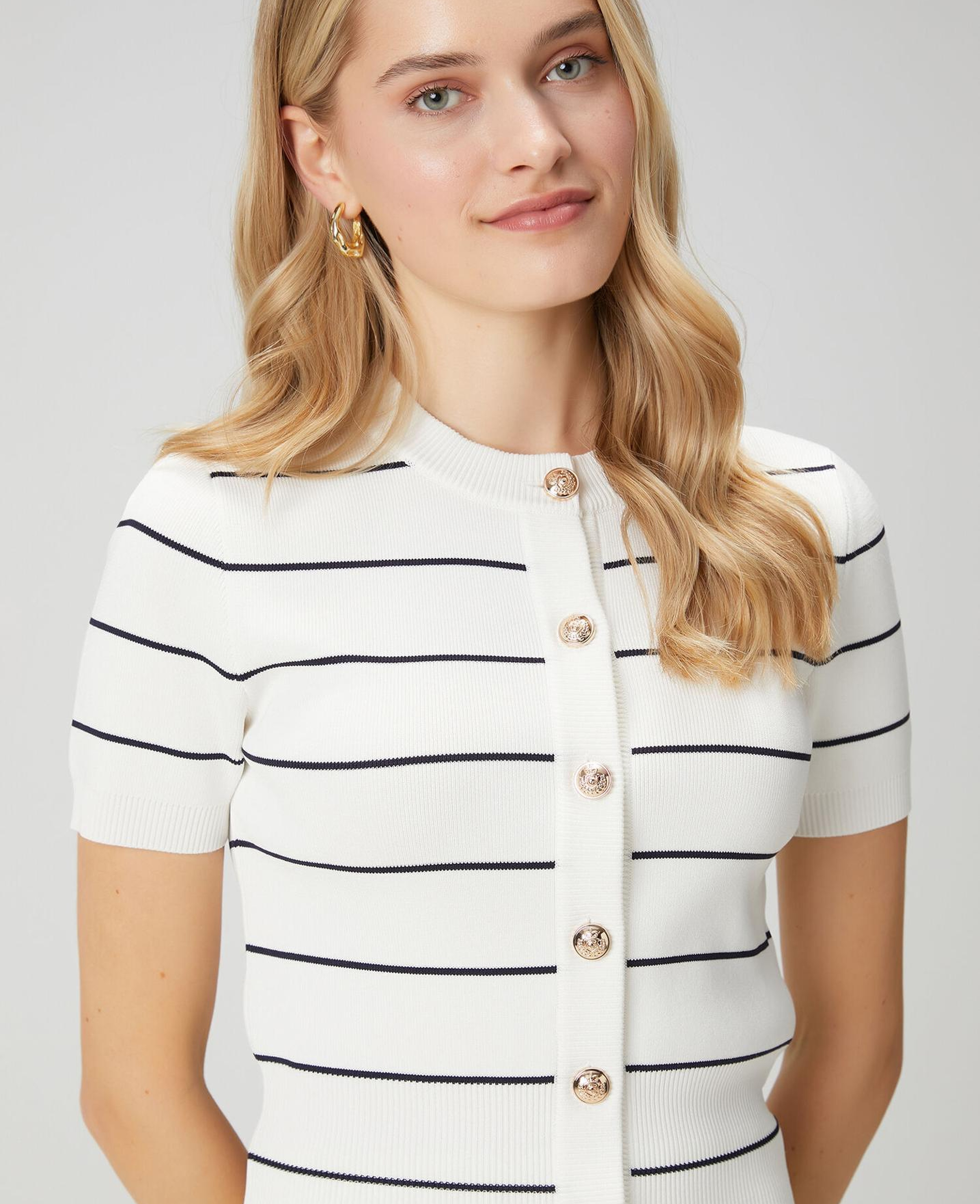 Beymen Club Kadın Kırık Beyaz Lacivert Çizgili Hırka