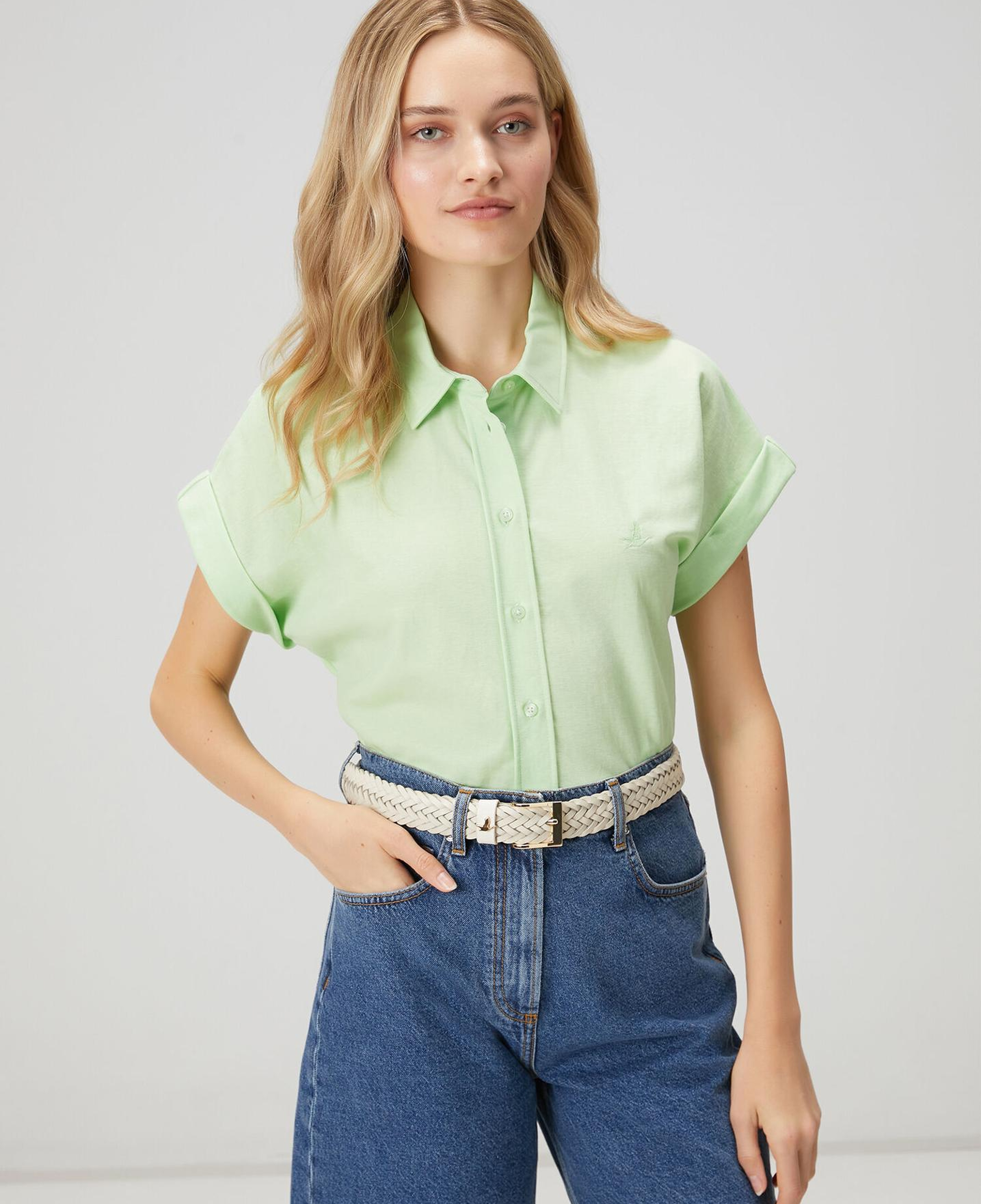 Beymen Club Kadın Açık Yeşil Kısa Kol Pike Gömlek