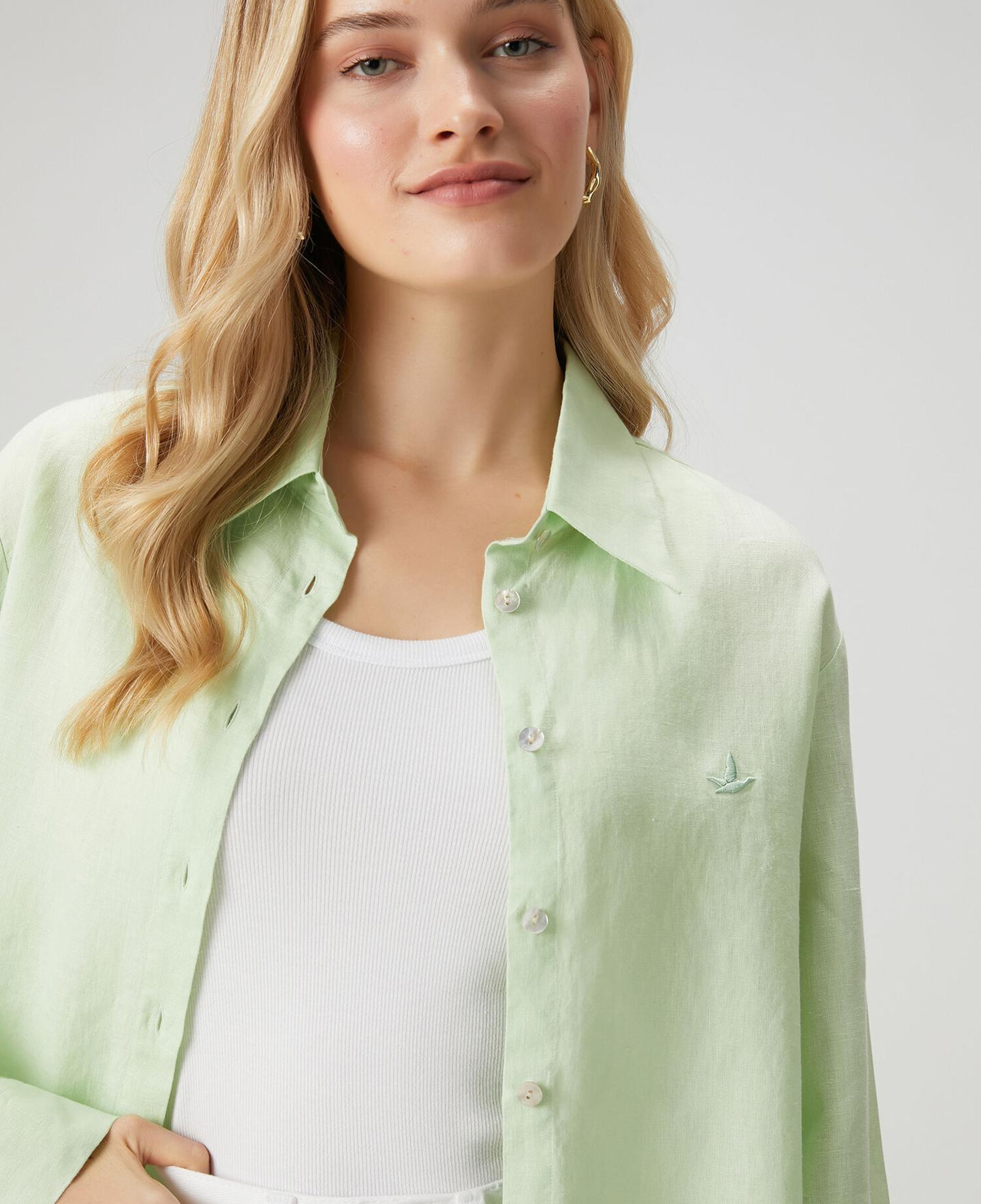 Beymen Club Kadın Yeşil Keten Gömlek