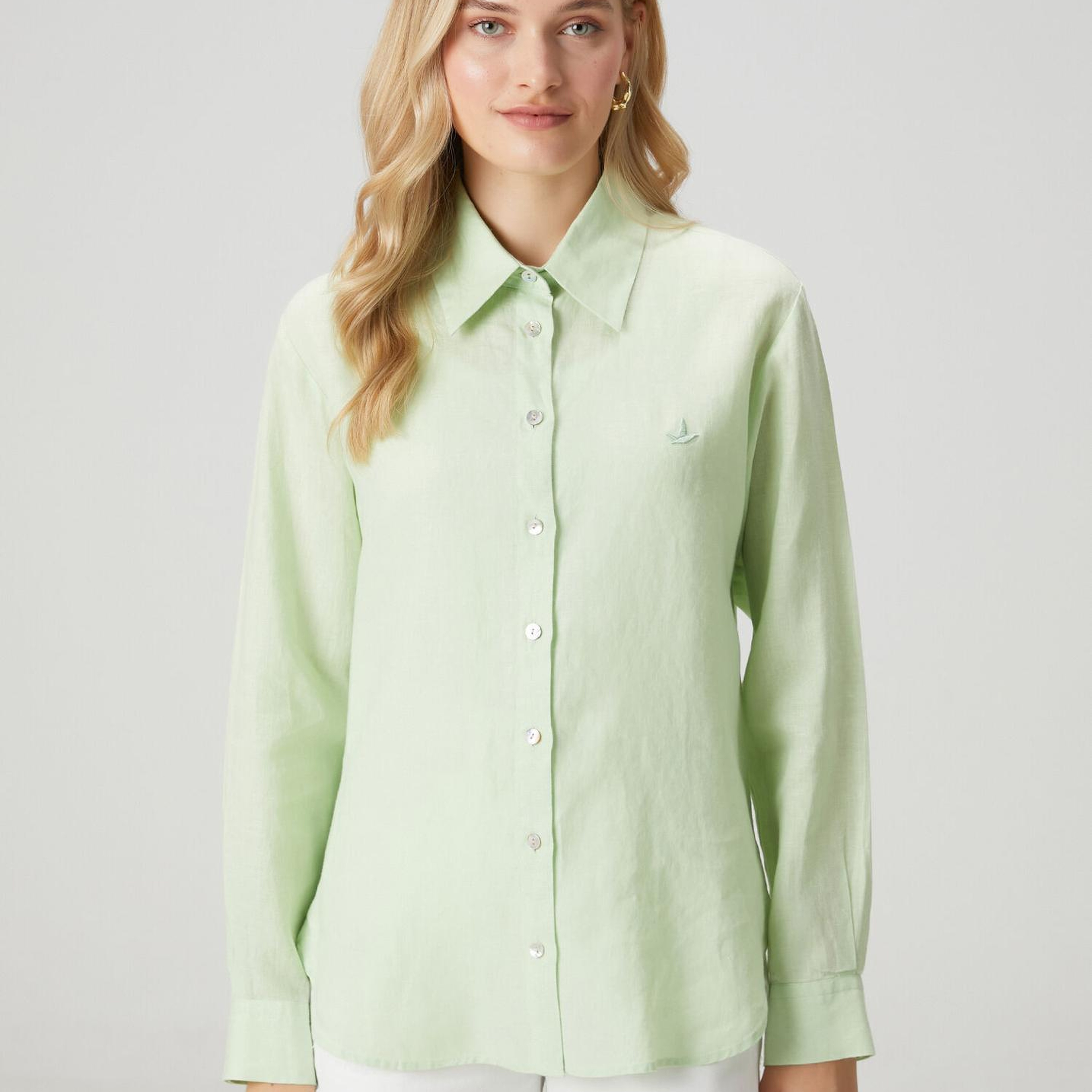 Beymen Club Kadın Yeşil Keten Gömlek