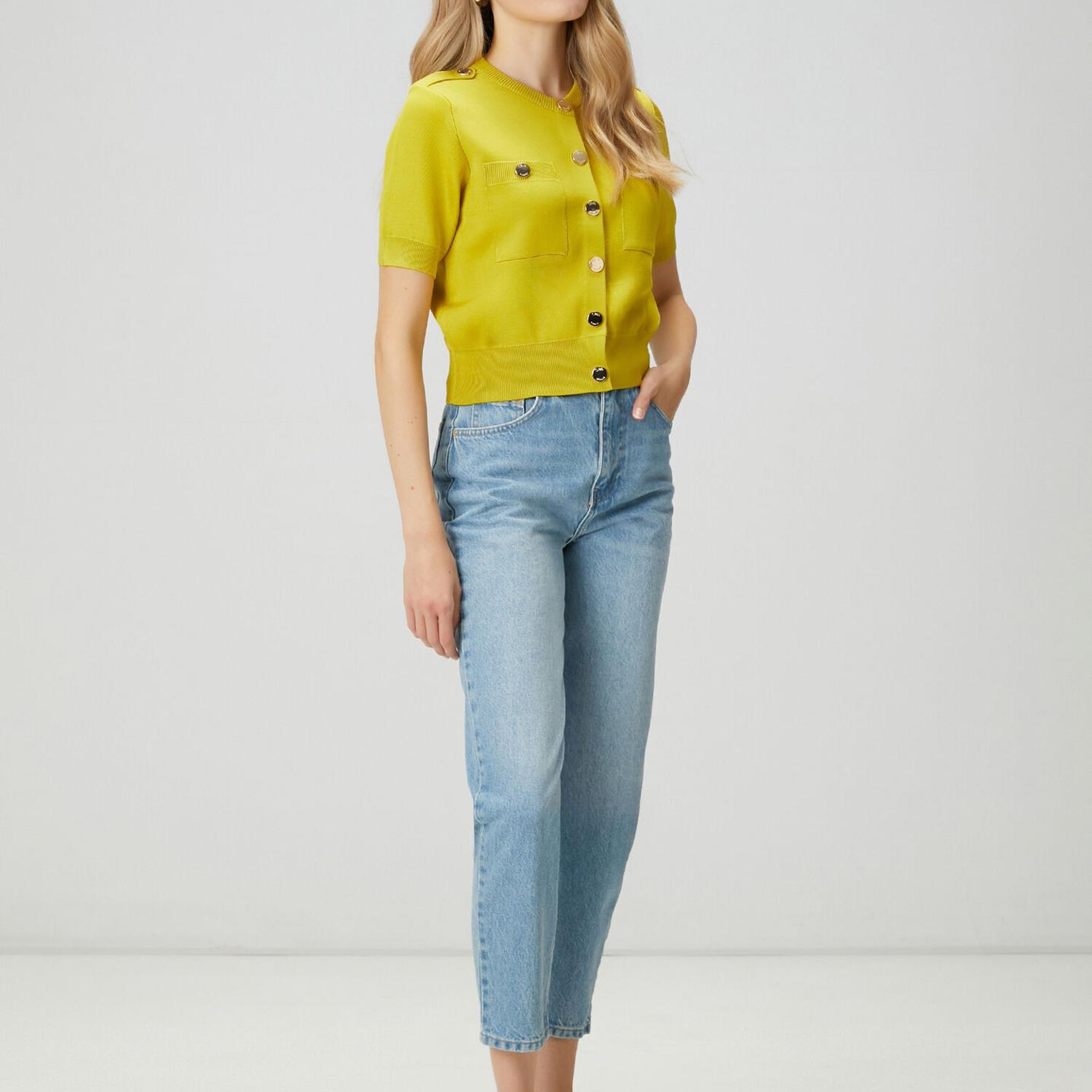 Beymen Club Kadın Neon Sarı Kutu Formlu Triko Ceket