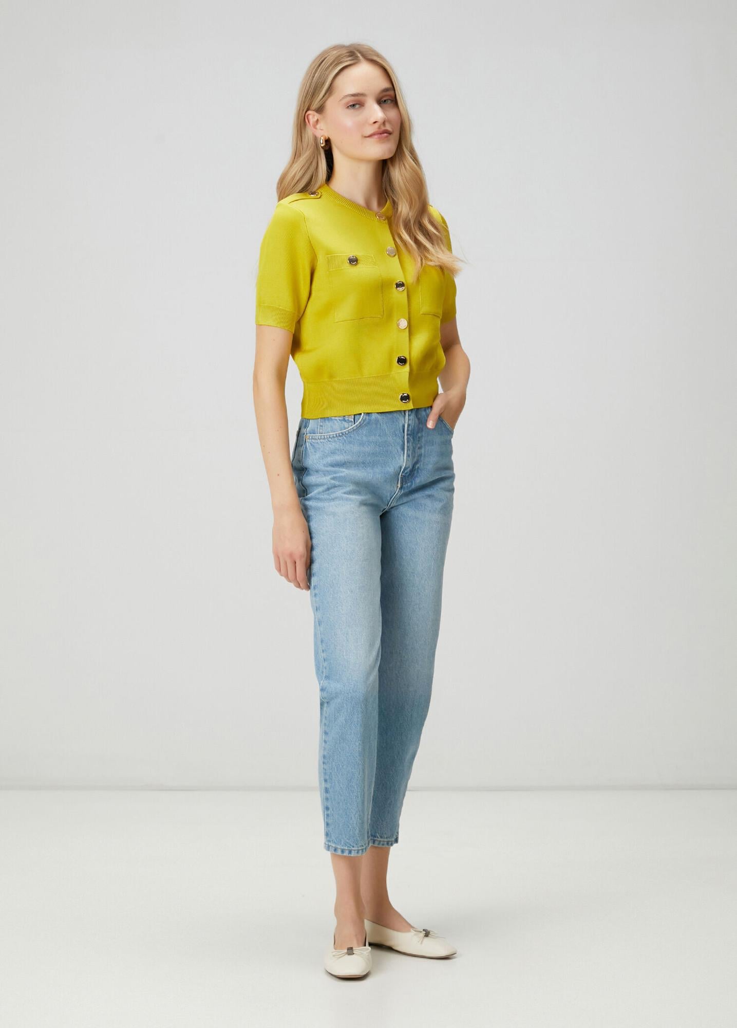 Beymen Club Kadın Neon Sarı Kutu Formlu Triko Ceket