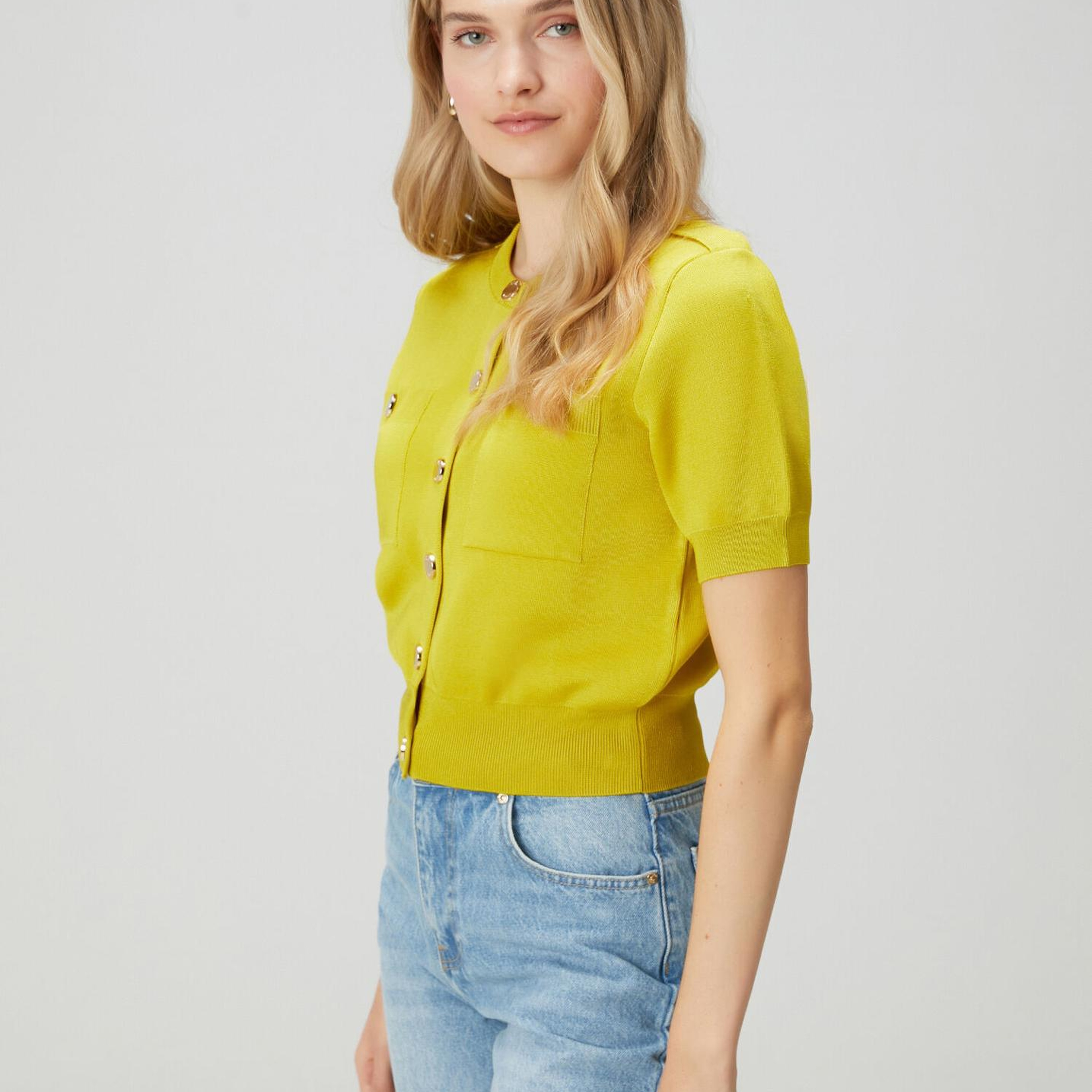 Beymen Club Kadın Neon Sarı Kutu Formlu Triko Ceket