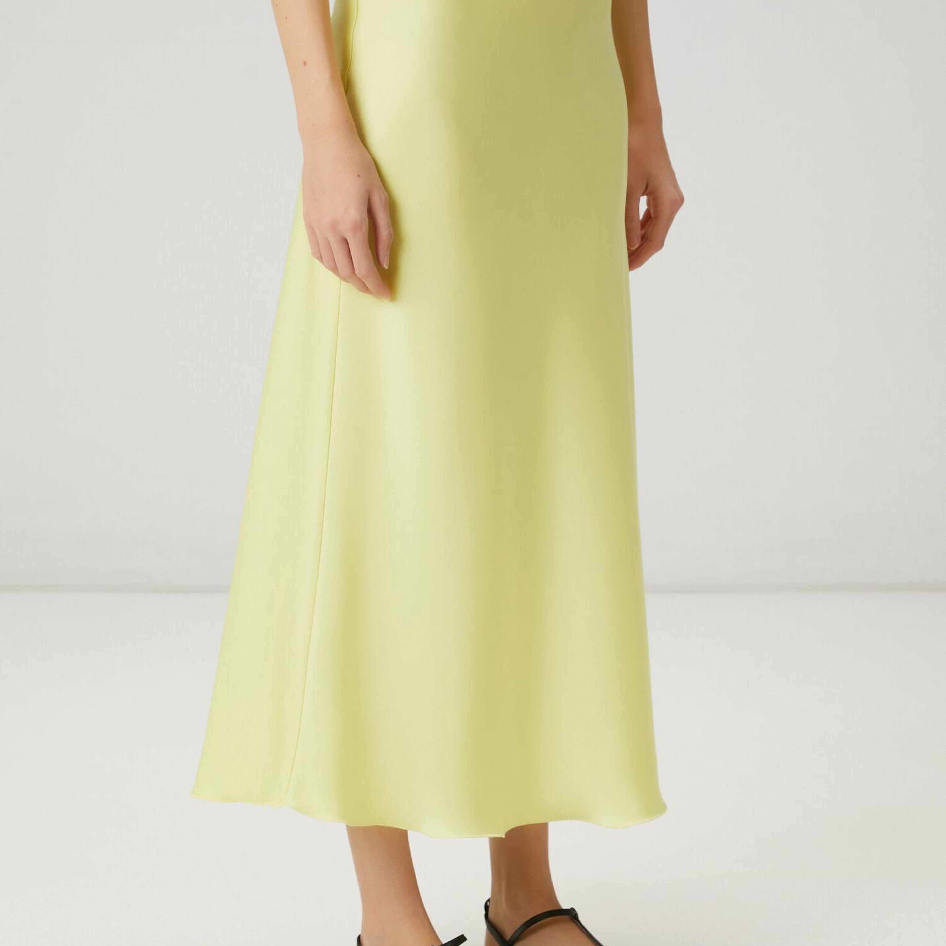 Beymen Club Kadın Neon Sarı Maksi Evaze Saten Etek