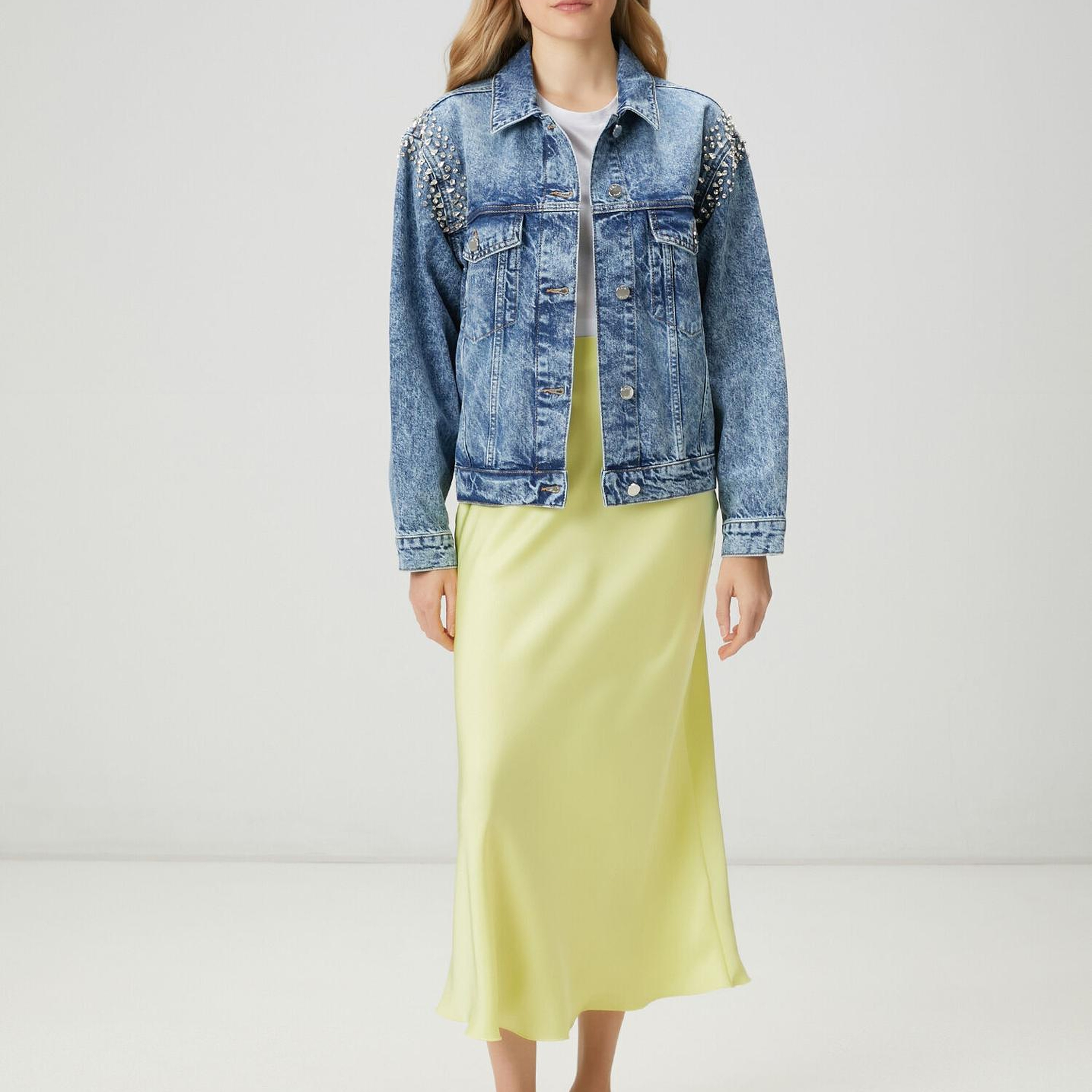 Beymen Club Kadın Neon Sarı Maksi Evaze Saten Etek