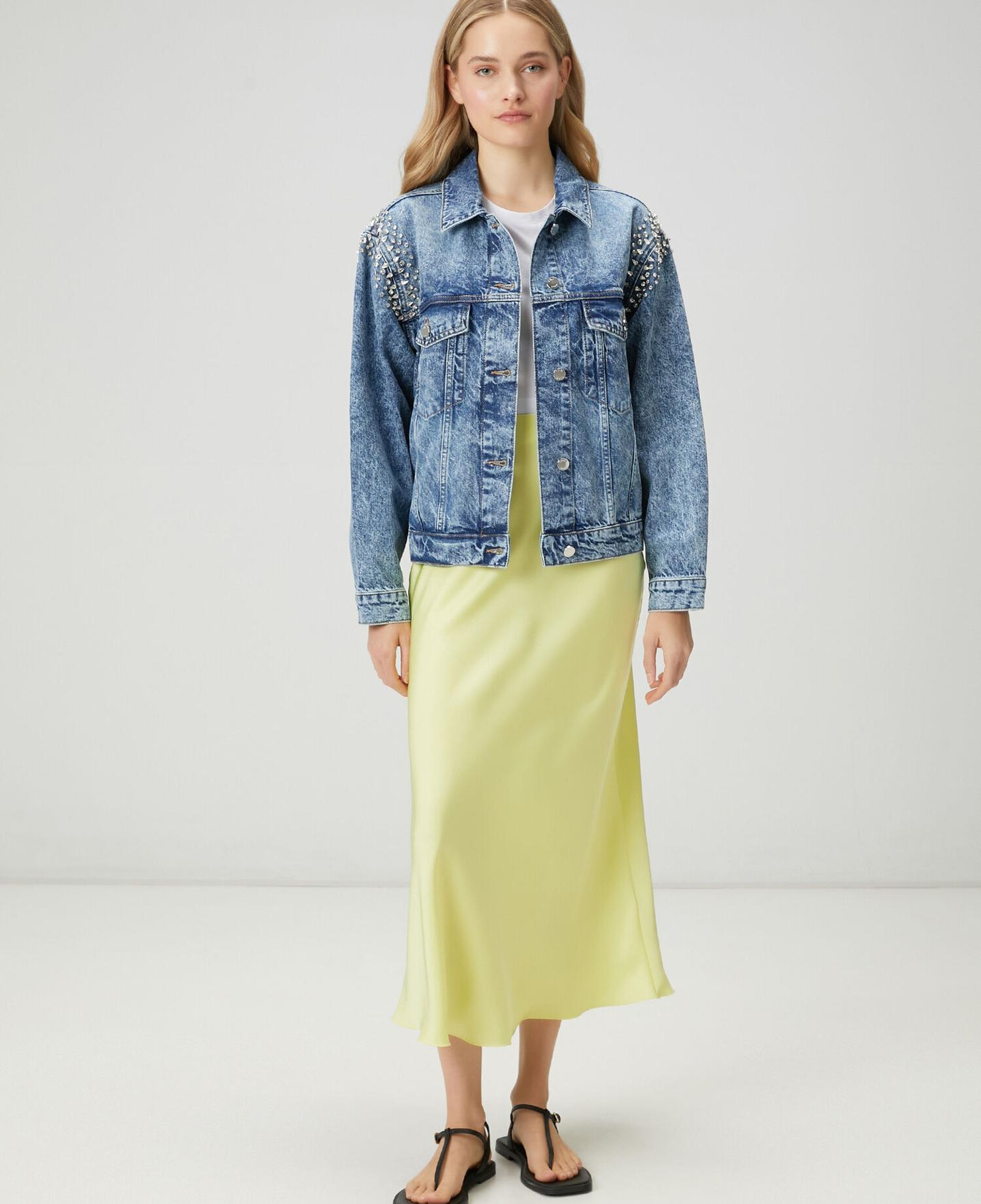 Beymen Club Kadın Neon Sarı Maksi Evaze Saten Etek