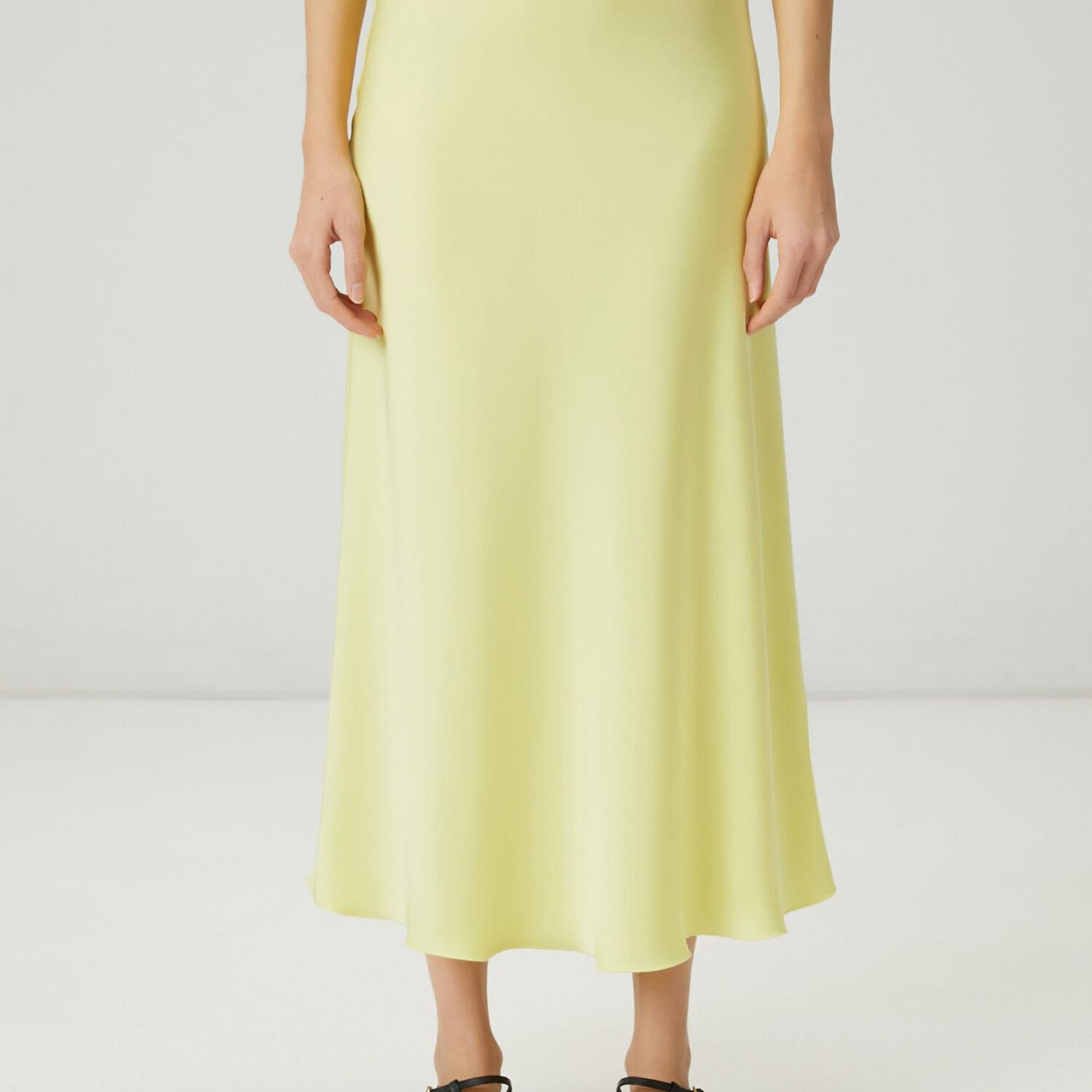 Beymen Club Kadın Neon Sarı Maksi Evaze Saten Etek