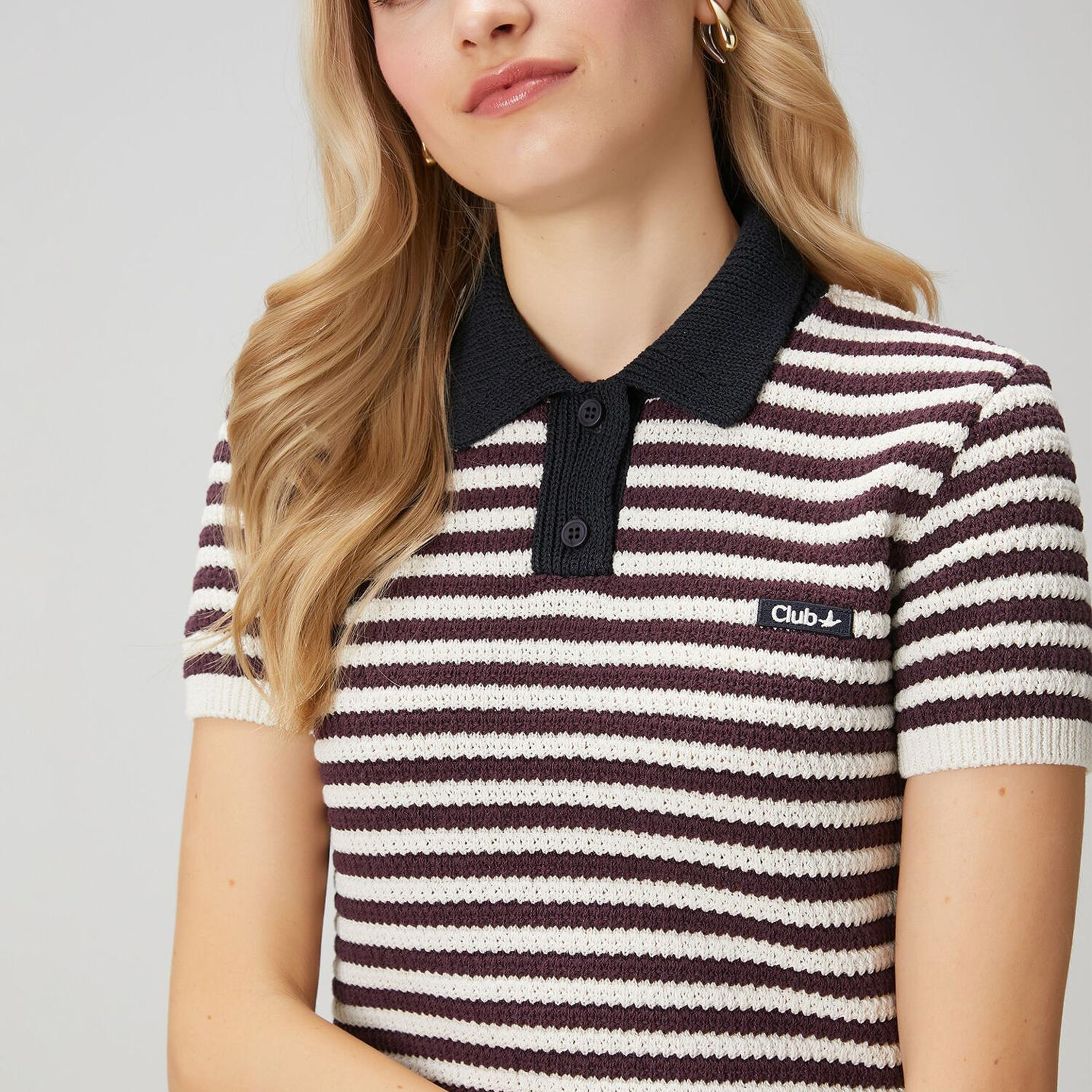 Beymen Club Kadın Bordo Beyaz Çizgili Polo Kazak