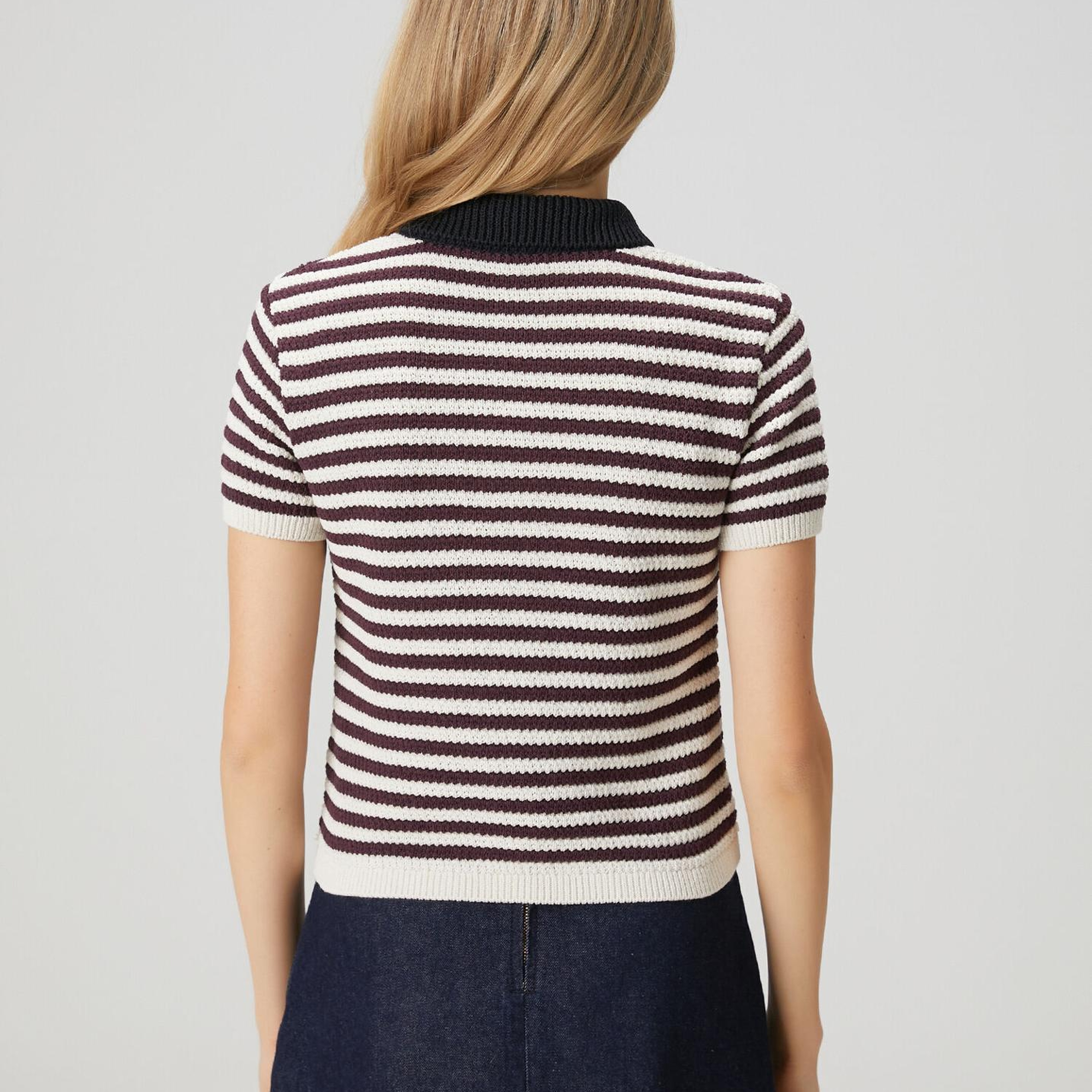 Beymen Club Kadın Bordo Beyaz Çizgili Polo Kazak