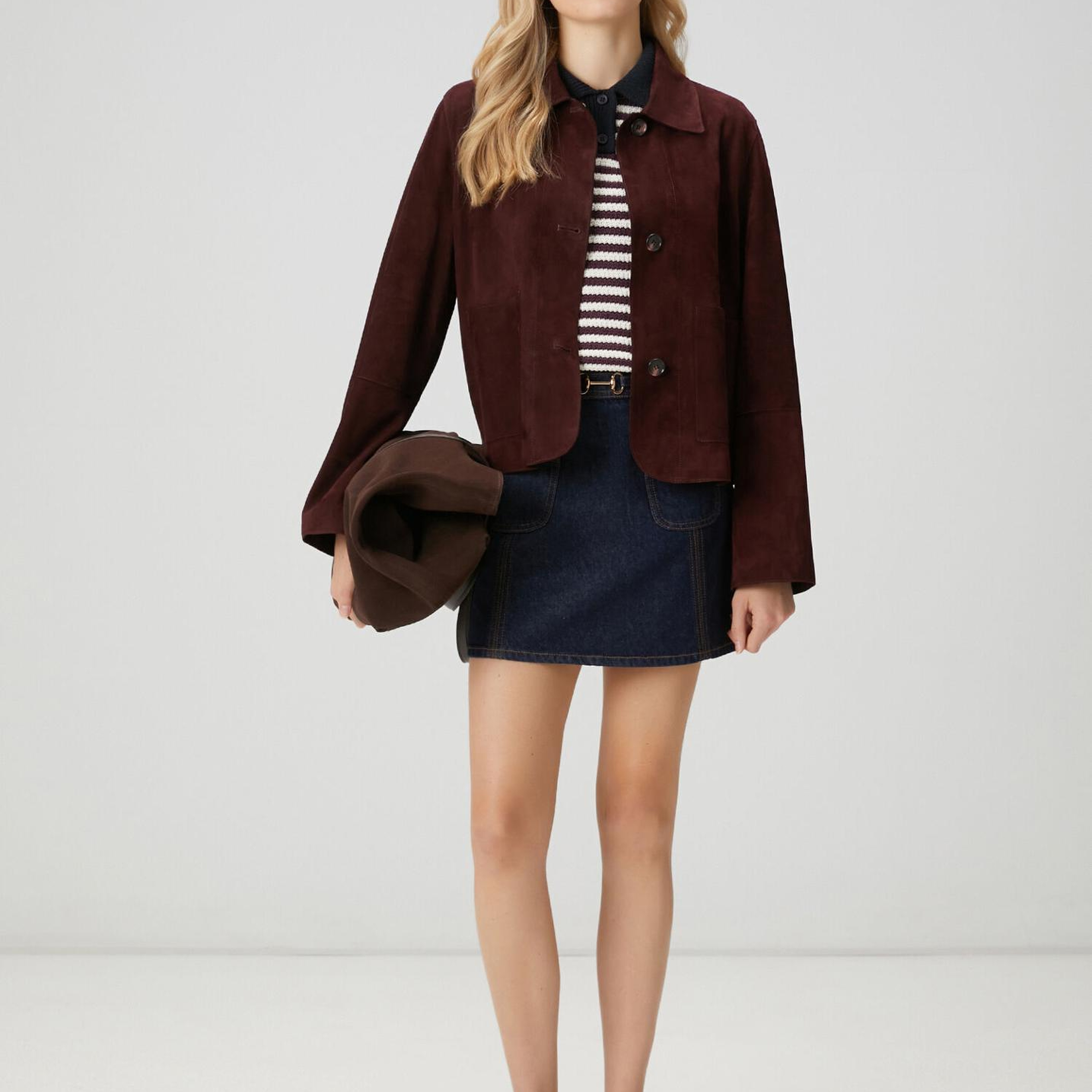 Beymen Club Kadın Bordo Beyaz Çizgili Polo Kazak