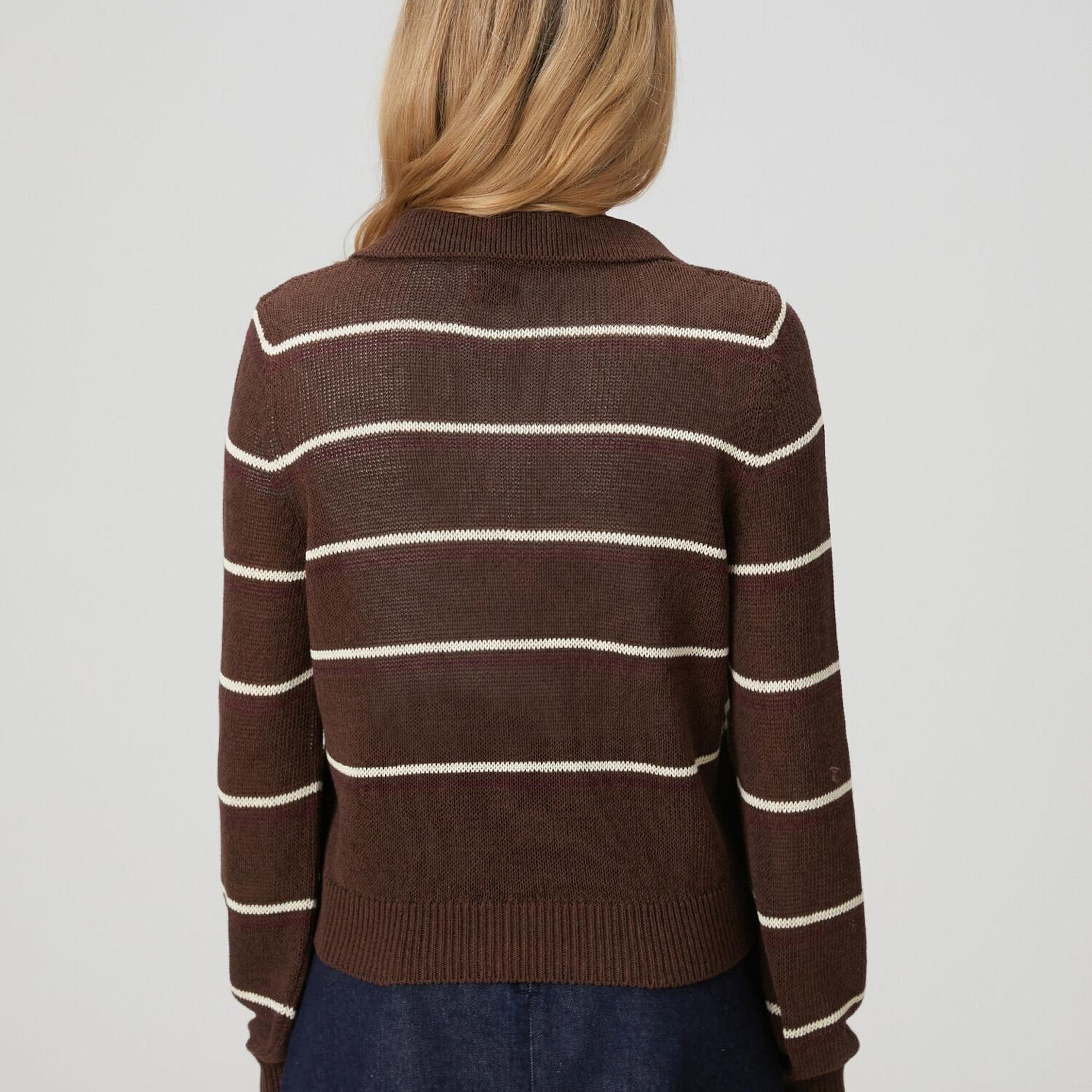 Beymen Club Kadın Kahverengi Çizgili Polo Kazak