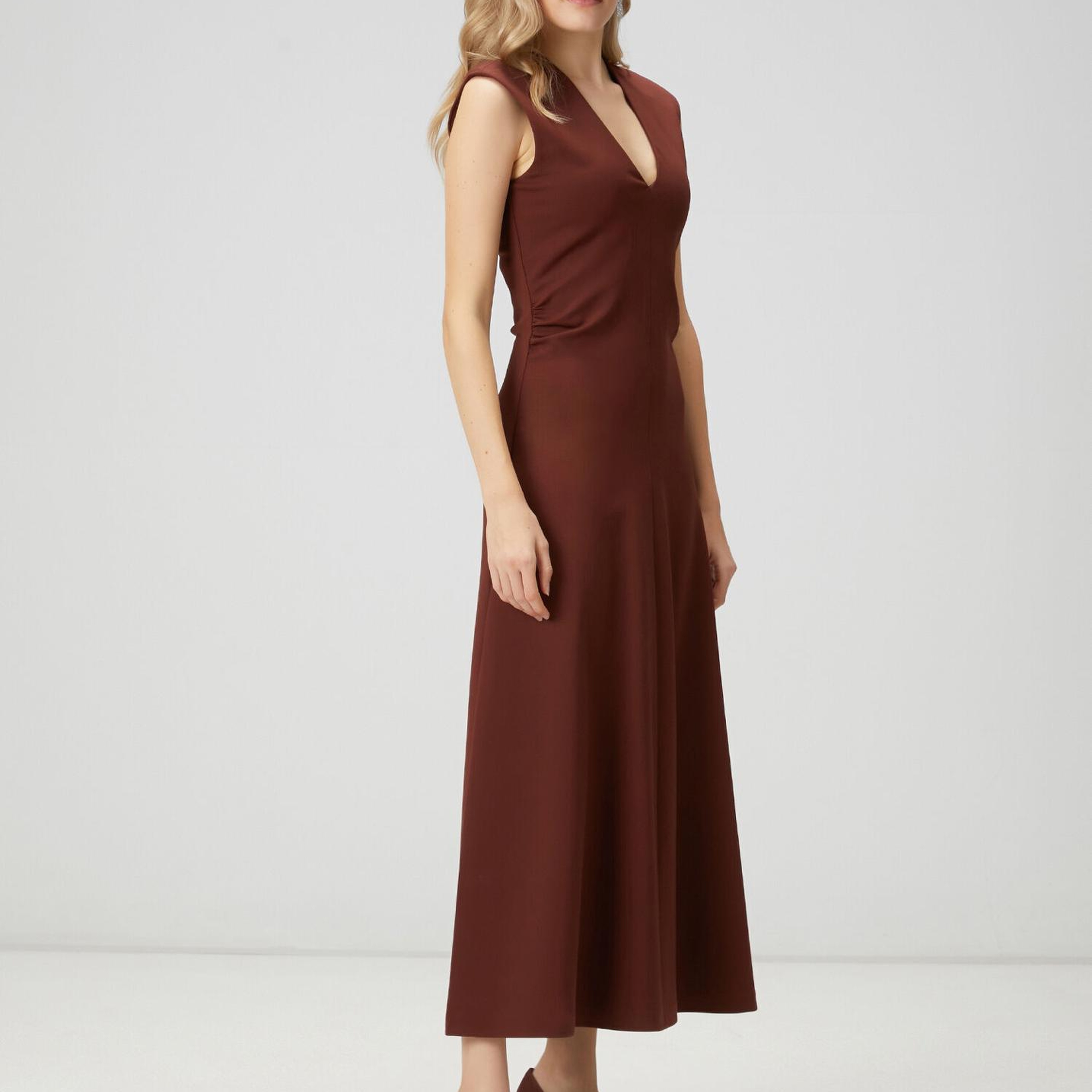 Beymen Club Kadın Kiremit Drapeli Uzun Elbise