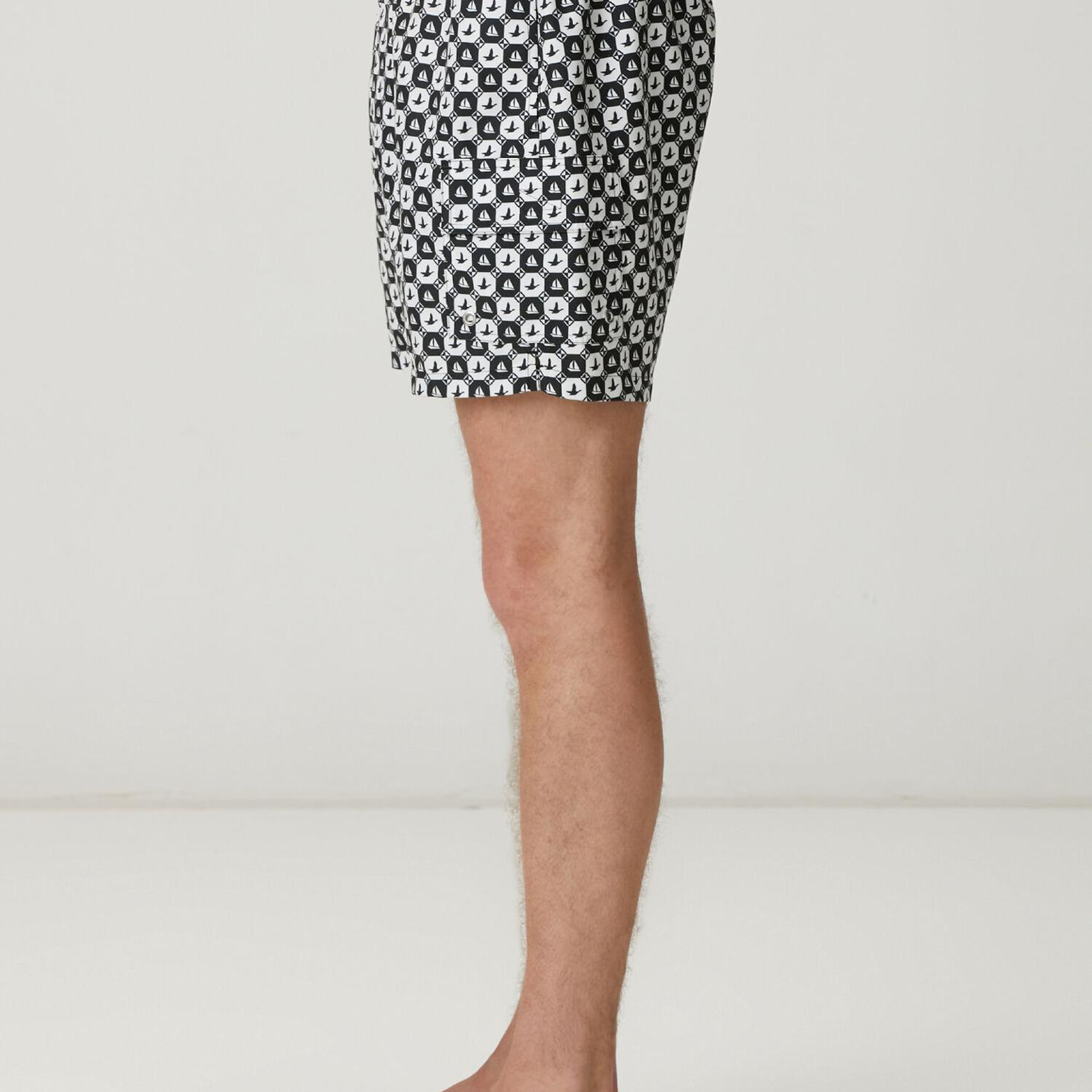 Beymen Club Erkek Siyah Beyaz Yelken Dama Desenli Uzun Mayo