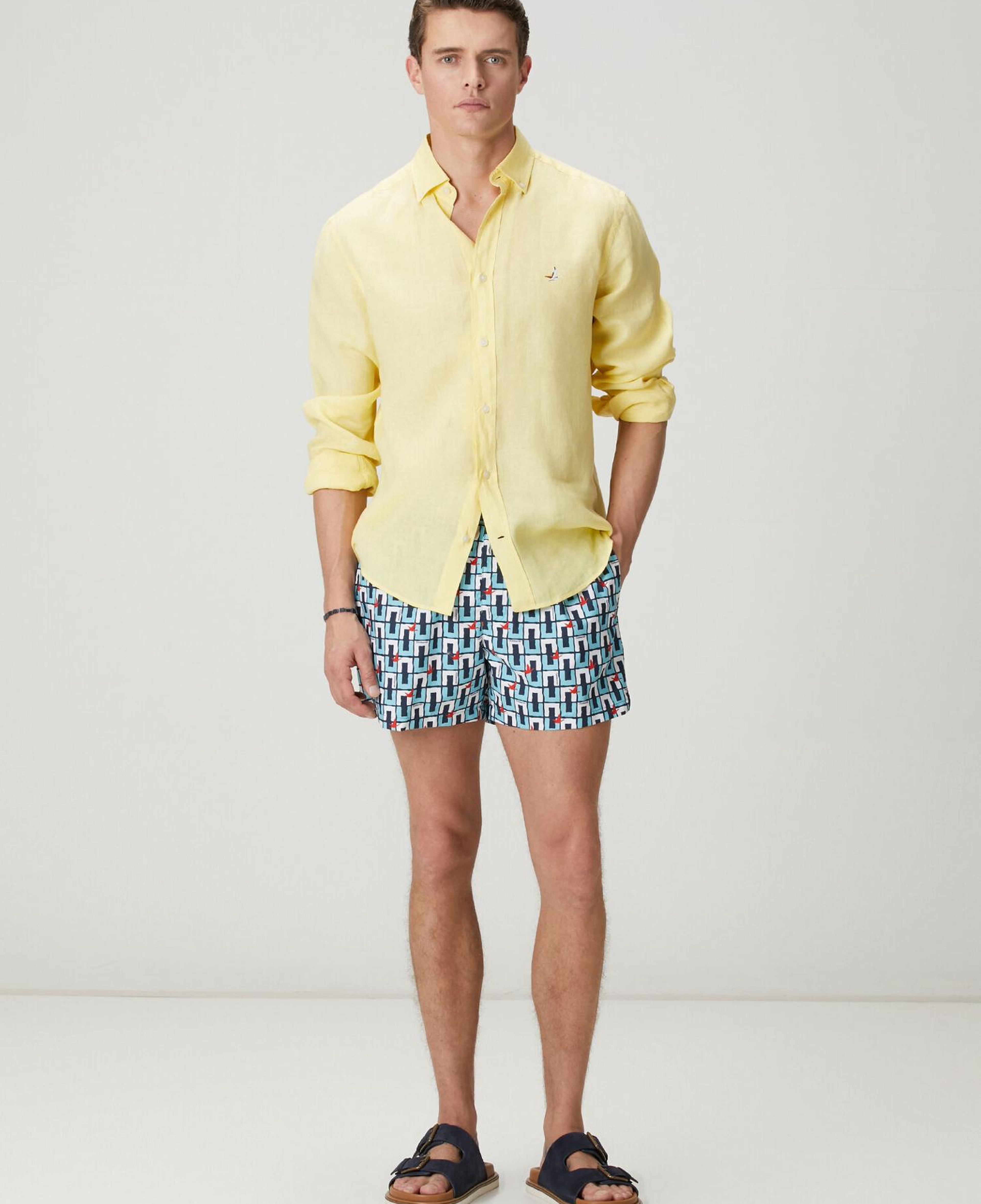 Beymen Club Erkek Lacivert Mavi Dikdörtgen Artwork Kısa Mayo