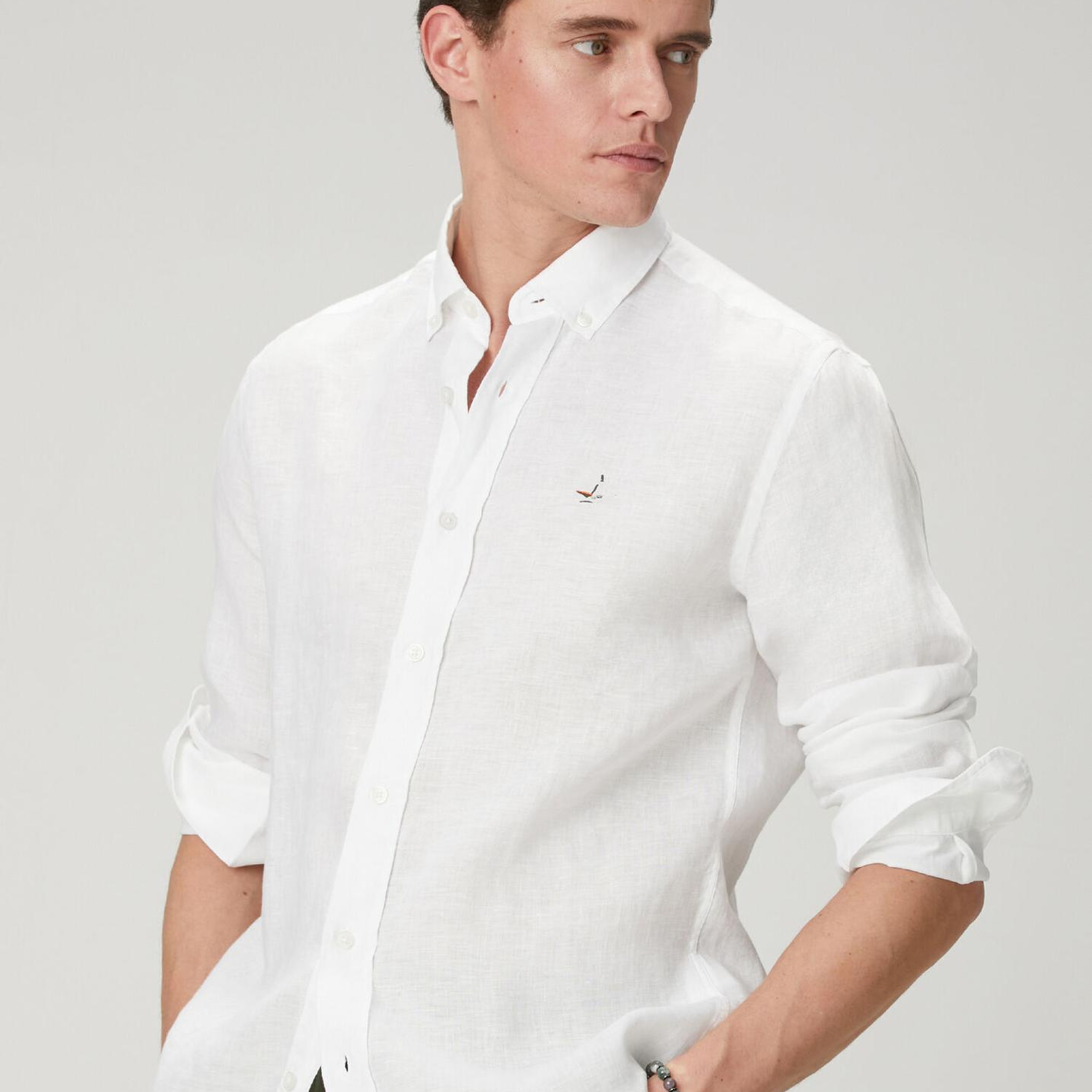 Beymen Club Erkek Comfort Fit Beyaz Keten Gömlek