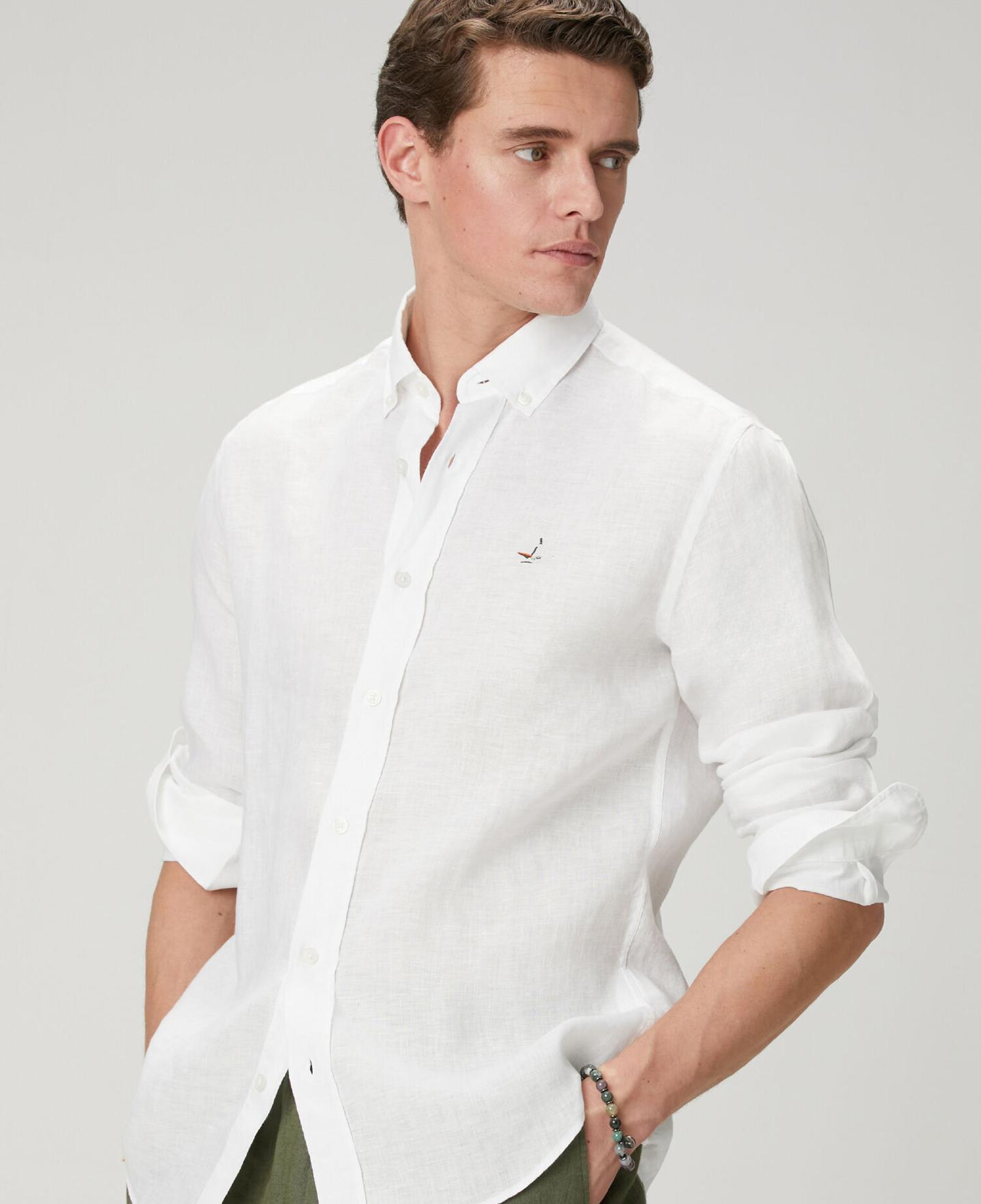 Beymen Club Erkek Comfort Fit Beyaz Keten Gömlek