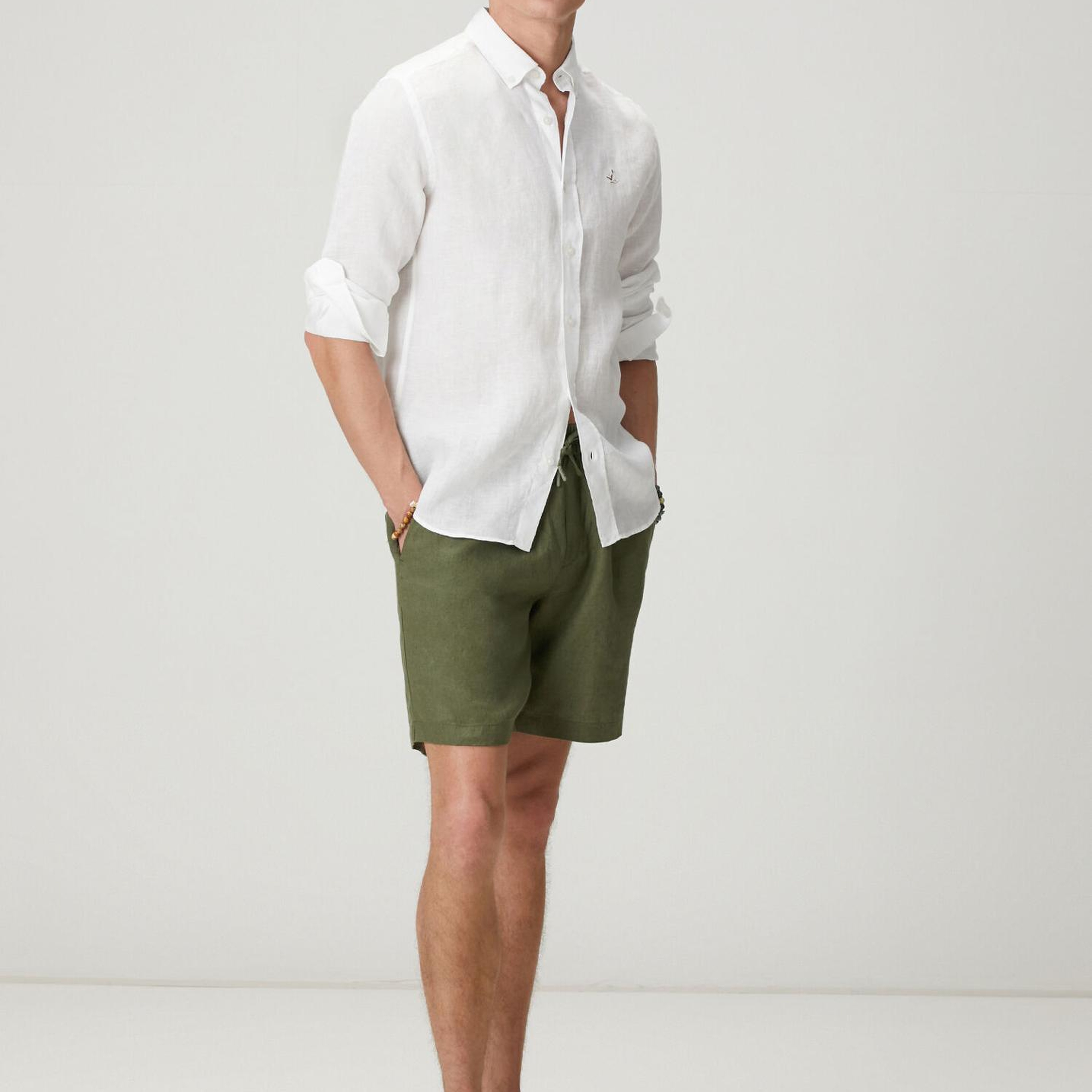 Beymen Club Erkek Comfort Fit Beyaz Keten Gömlek