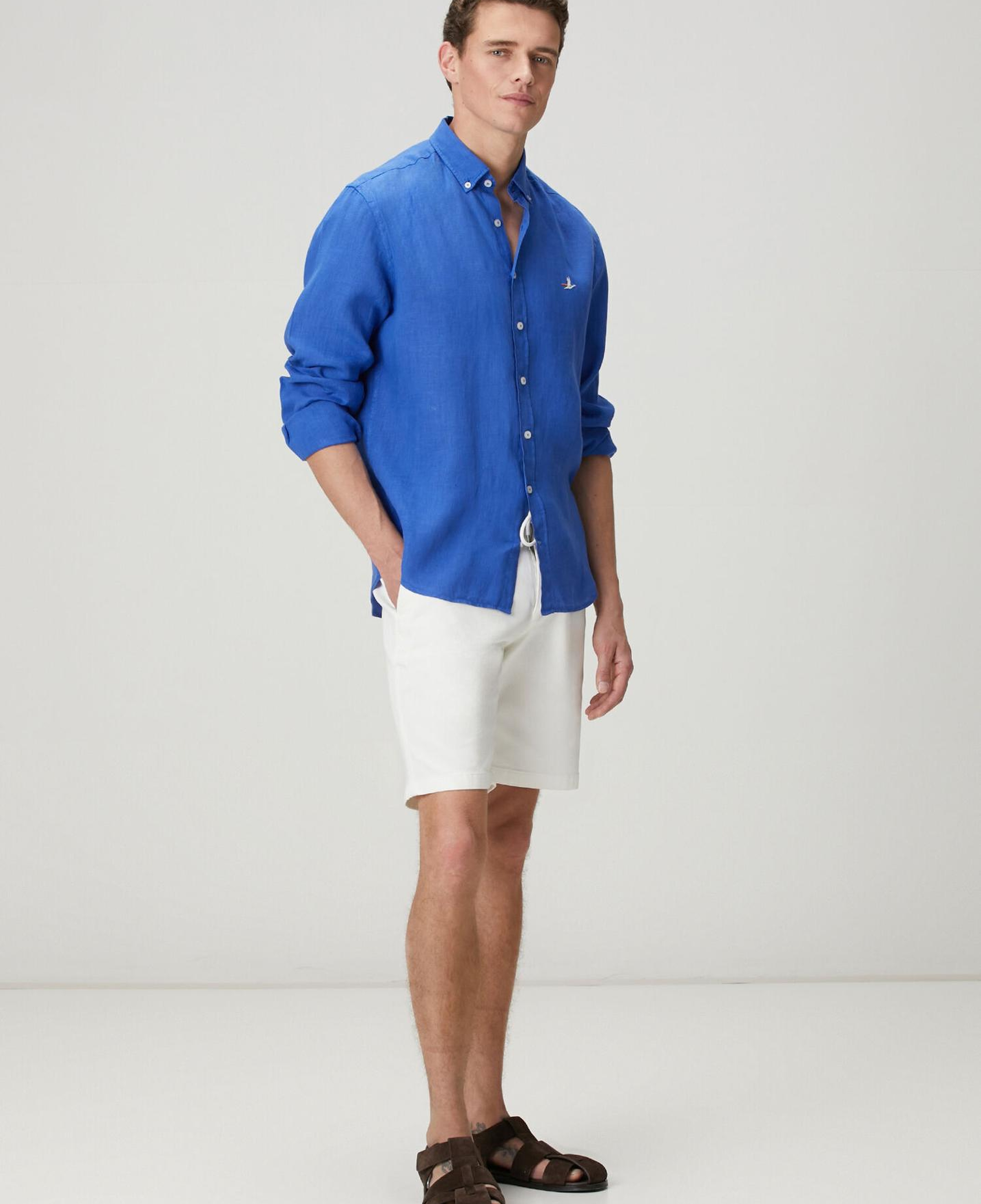 Beymen Club Erkek Comfort Fit Kobalt Keten Gömlek