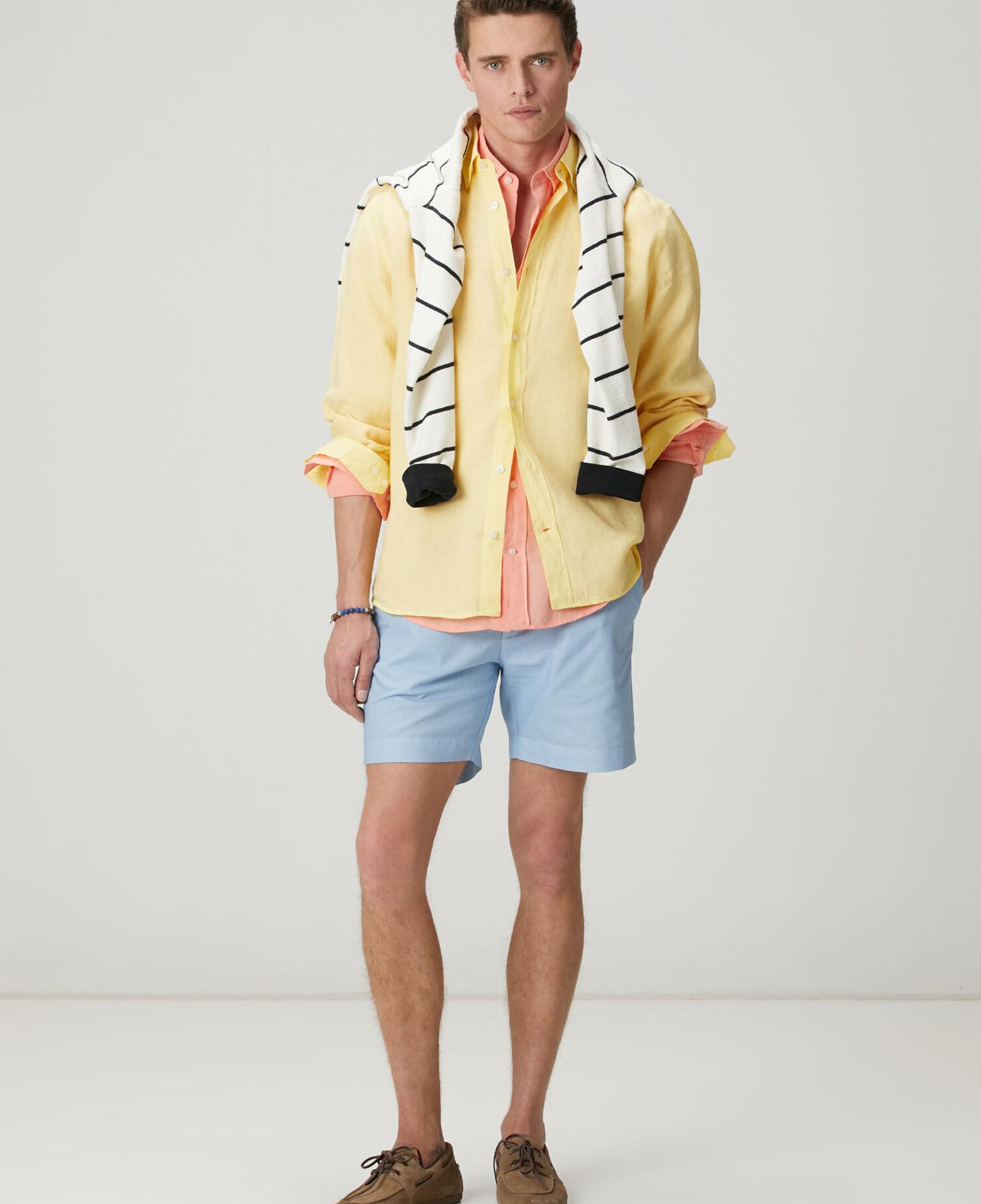 Beymen Club Erkek Comfort Fit Açık Sarı Keten Gömlek