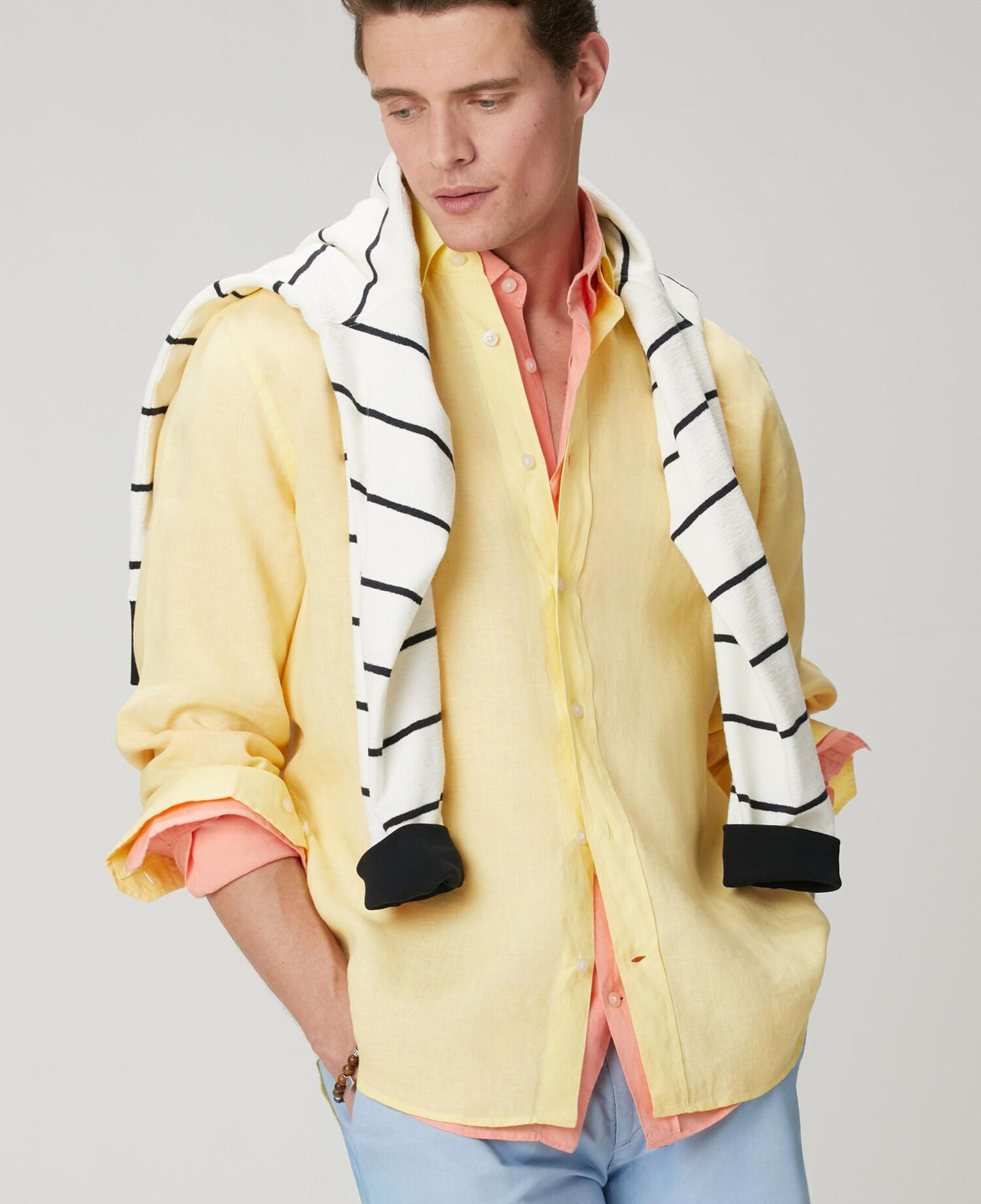 Beymen Club Erkek Comfort Fit Somon Keten Gömlek