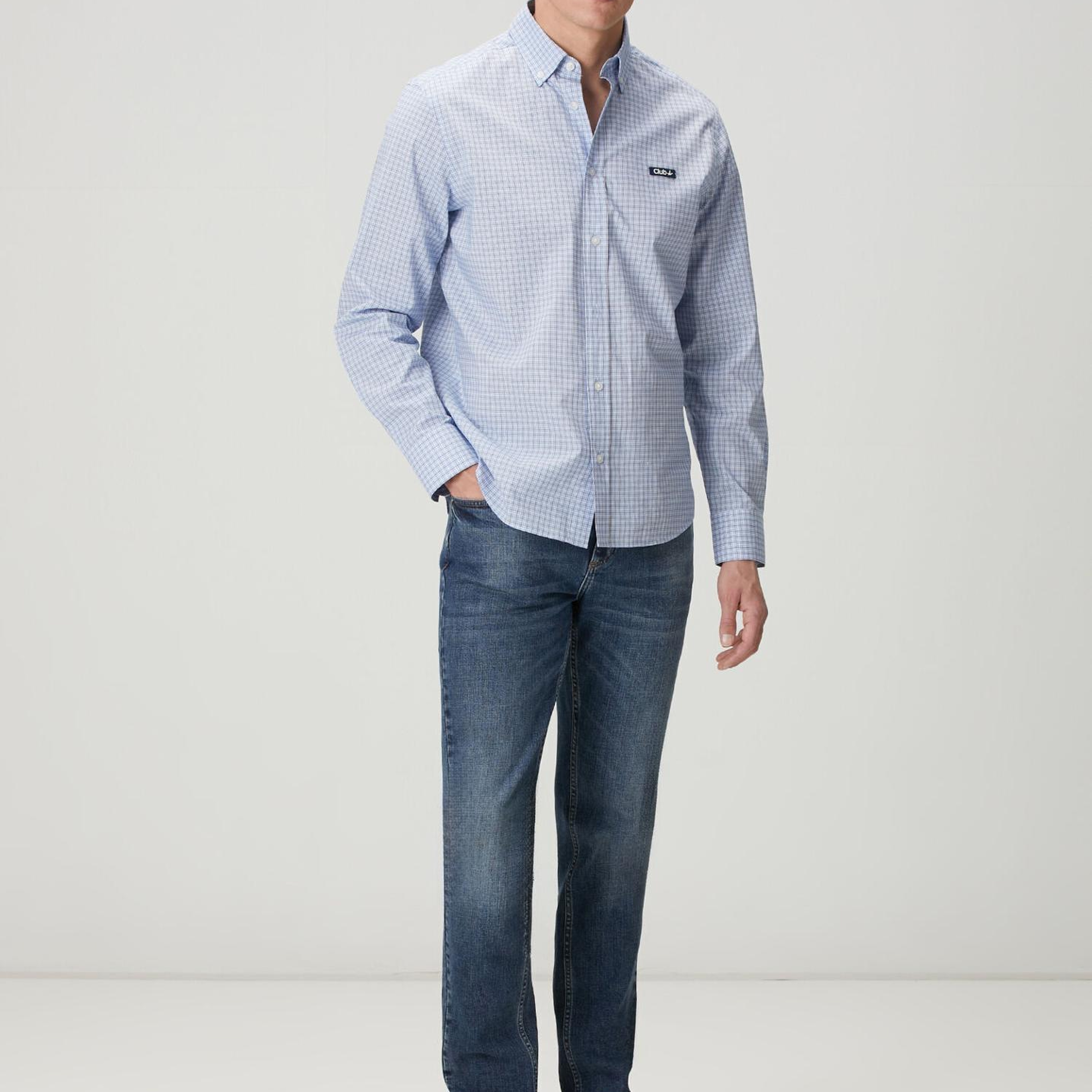 Beymen Club Erkek Comfort Fit Mavi Mini Ekose Desenli Gömlek