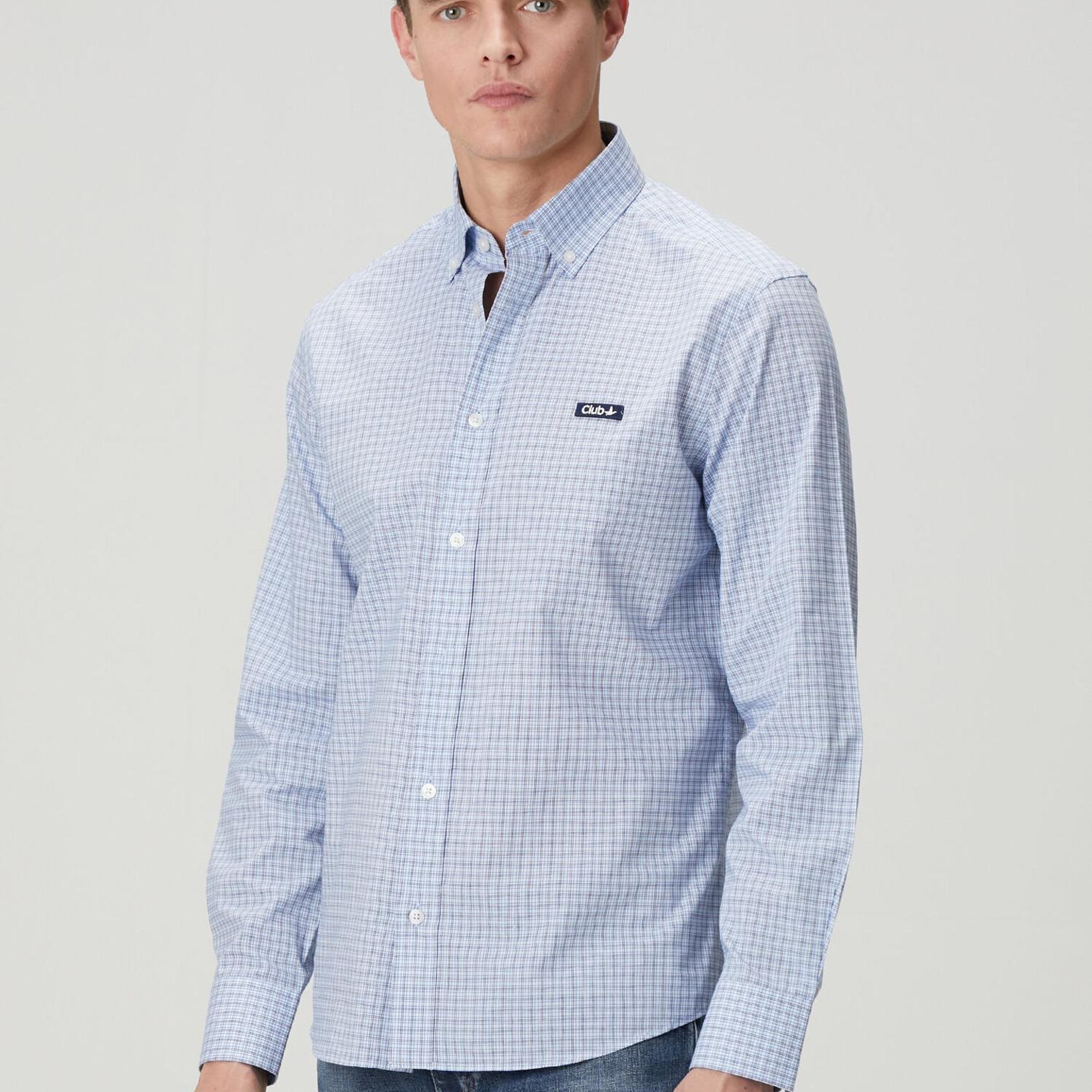 Beymen Club Erkek Comfort Fit Mavi Mini Ekose Desenli Gömlek