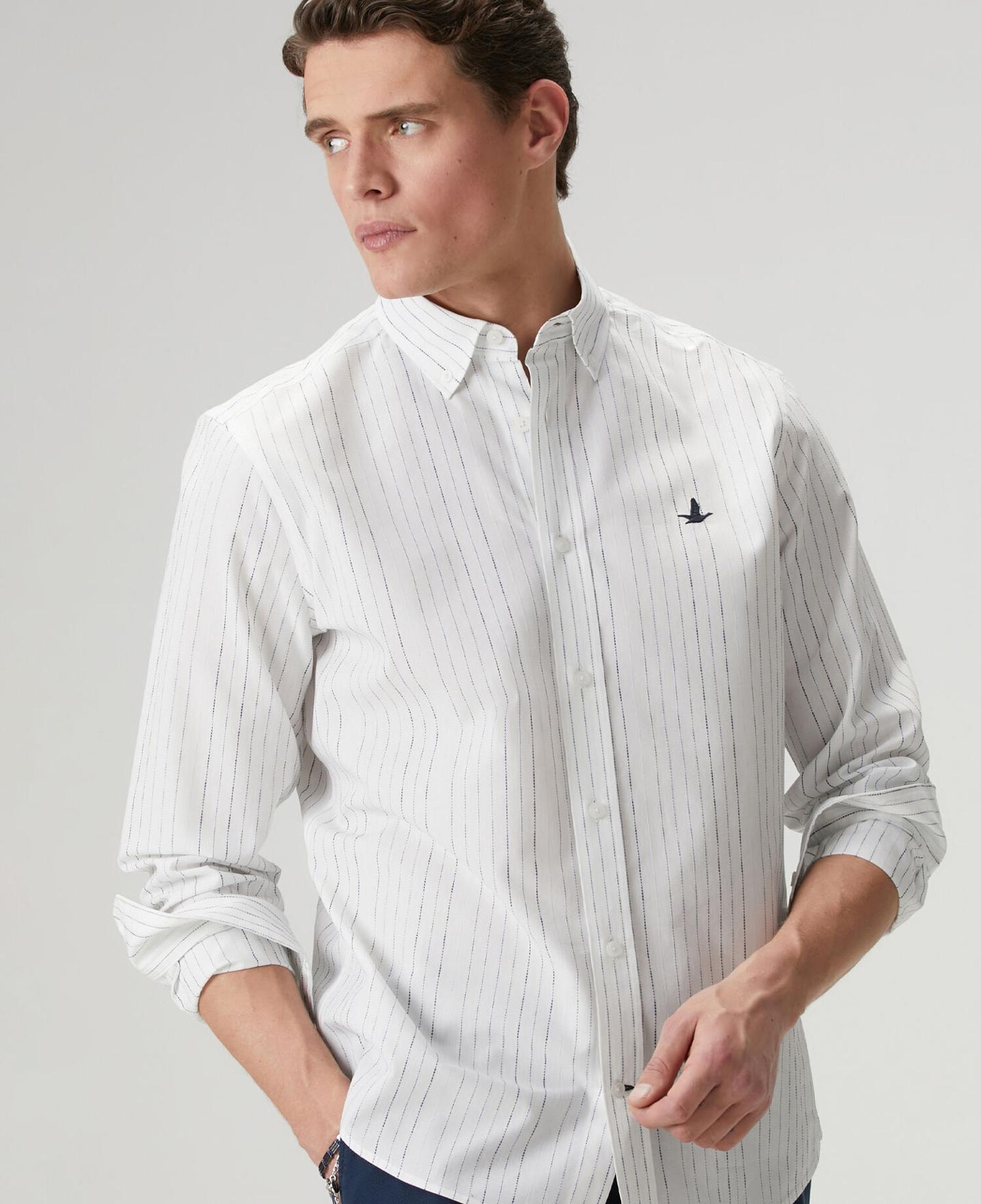 Beymen Club Erkek Comfort Fit Beyaz Punto Nakışlı Gömlek