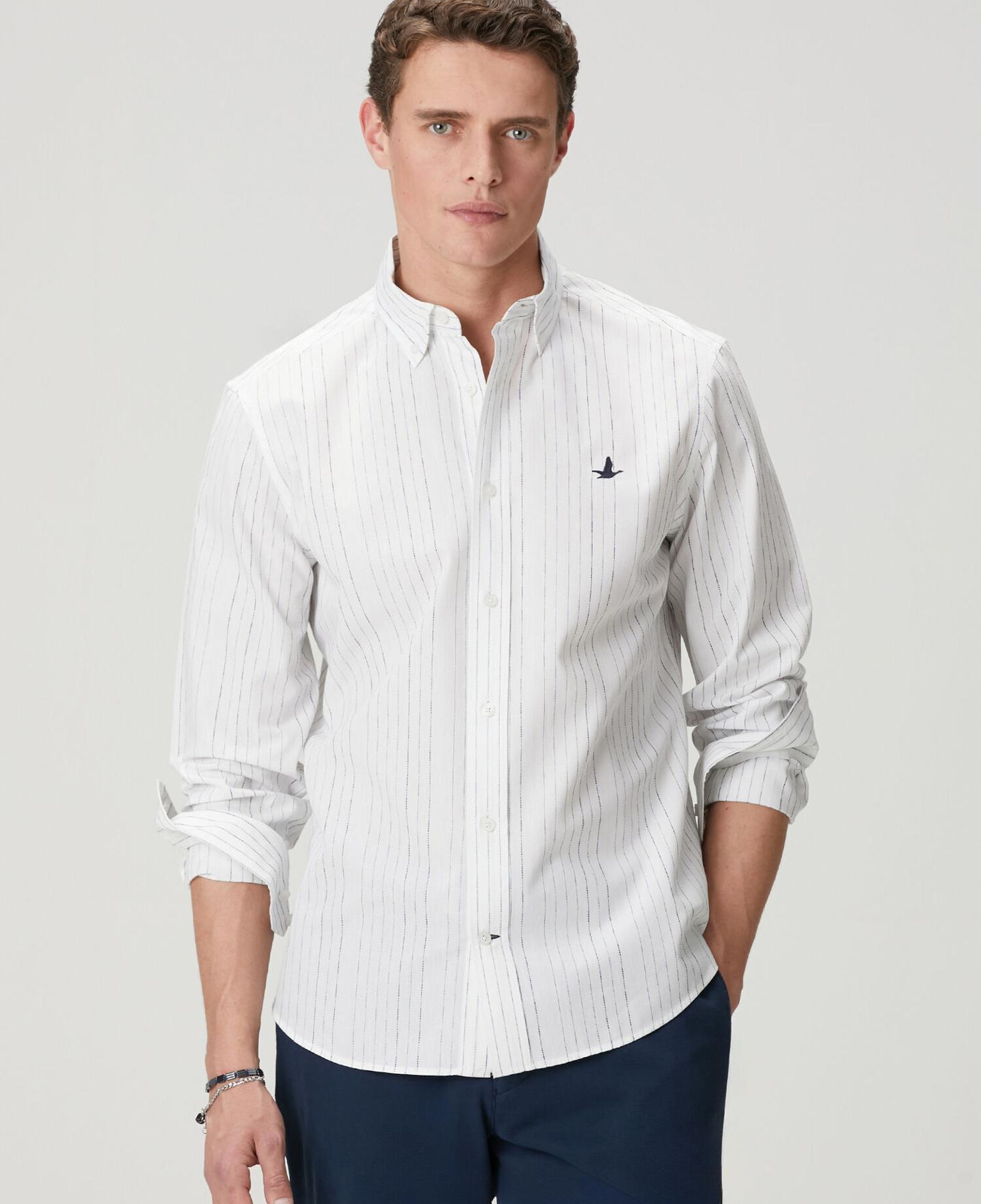 Beymen Club Erkek Comfort Fit Beyaz Punto Nakışlı Gömlek