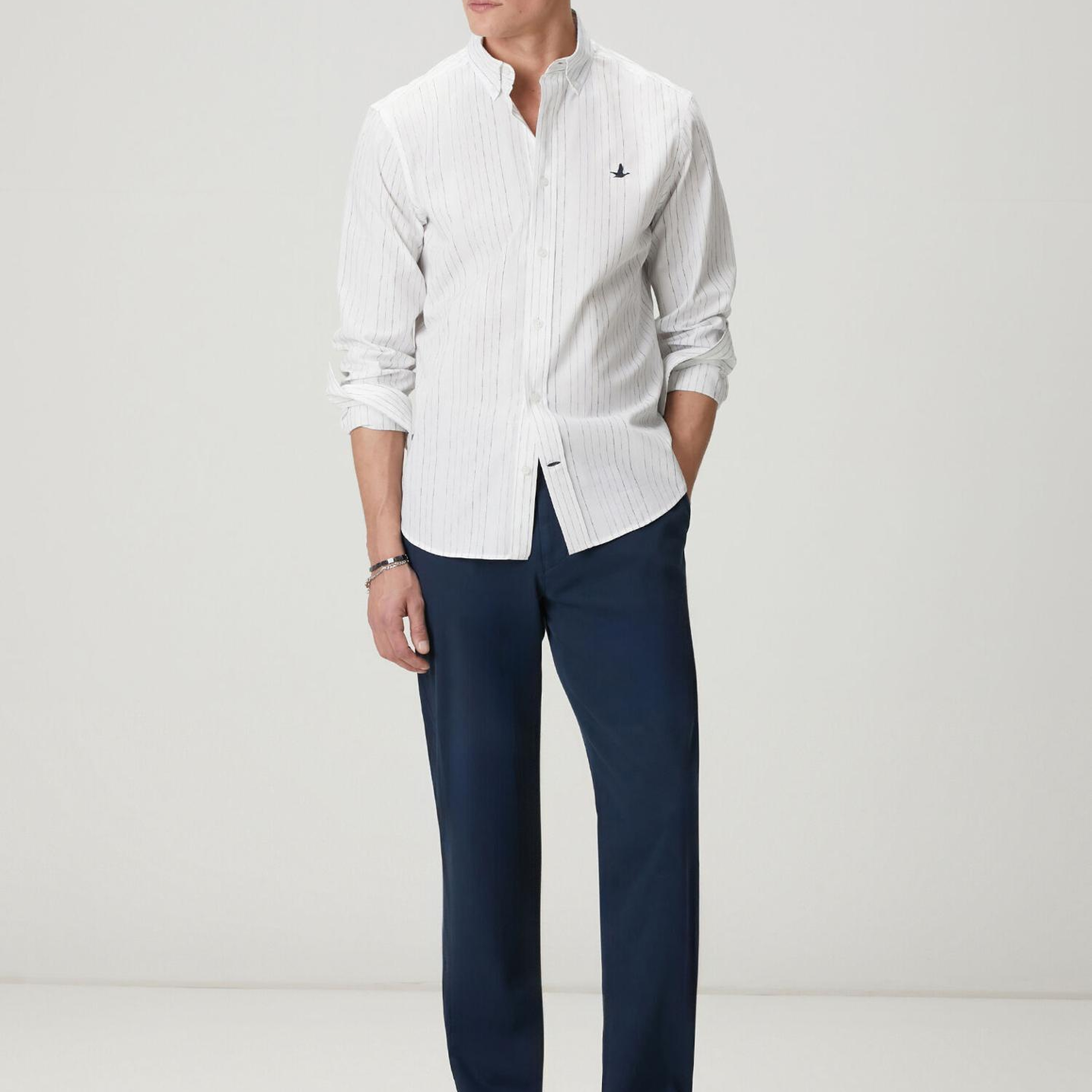 Beymen Club Erkek Comfort Fit Beyaz Punto Nakışlı Gömlek