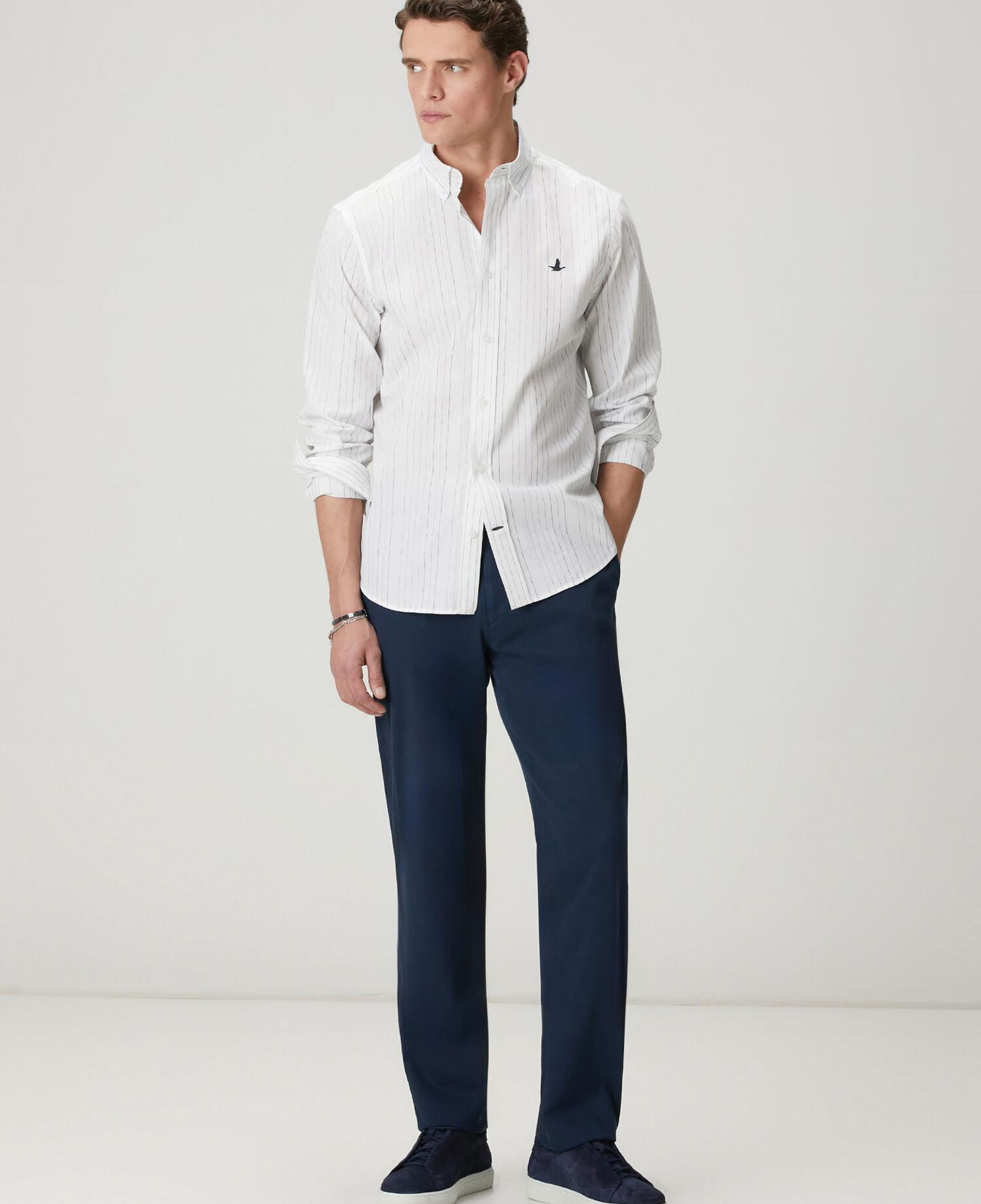 Beymen Club Erkek Comfort Fit Beyaz Punto Nakışlı Gömlek