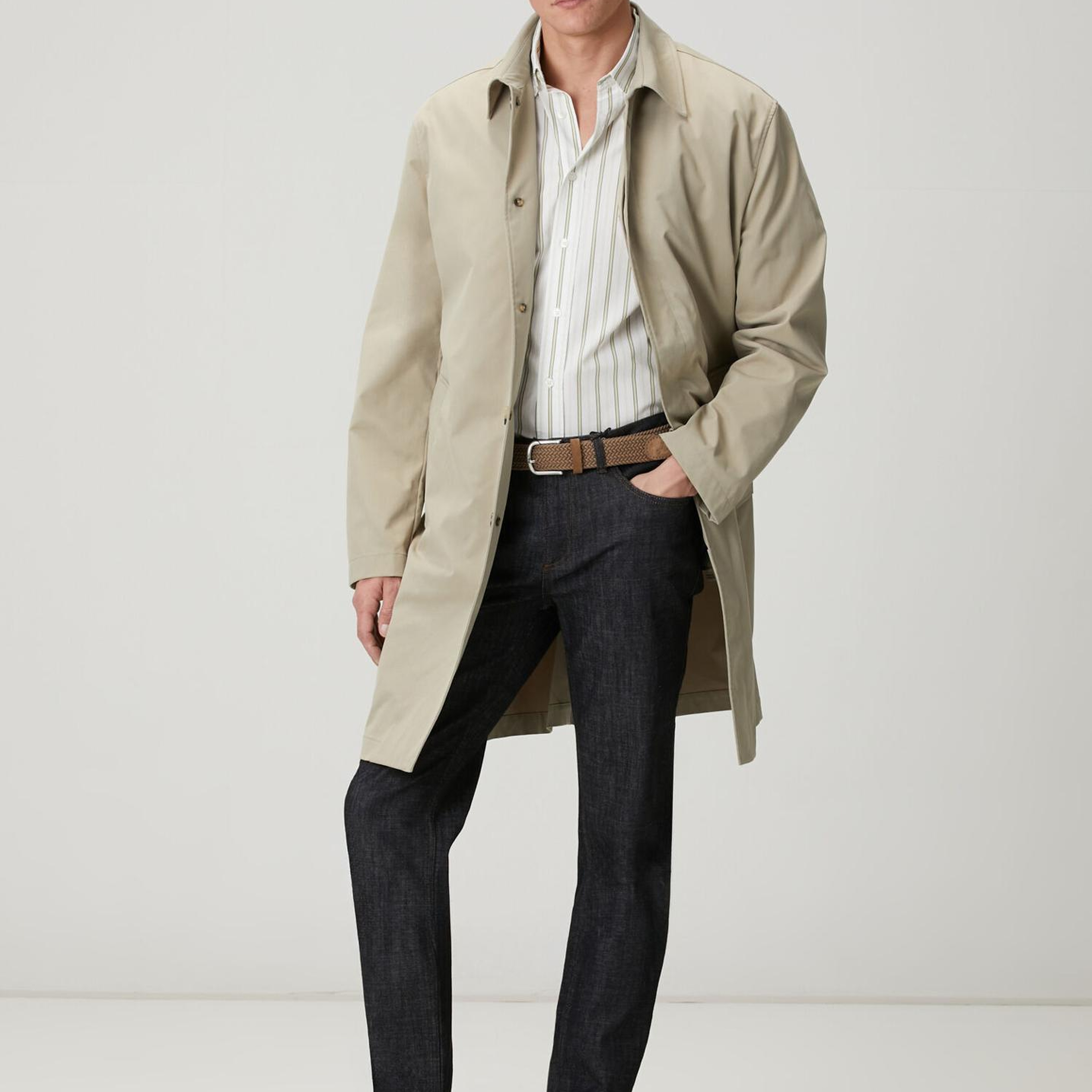 Beymen Club Erkek Beyaz Yeşil Çizgili Comfort Fit Pamuklu Gömlek