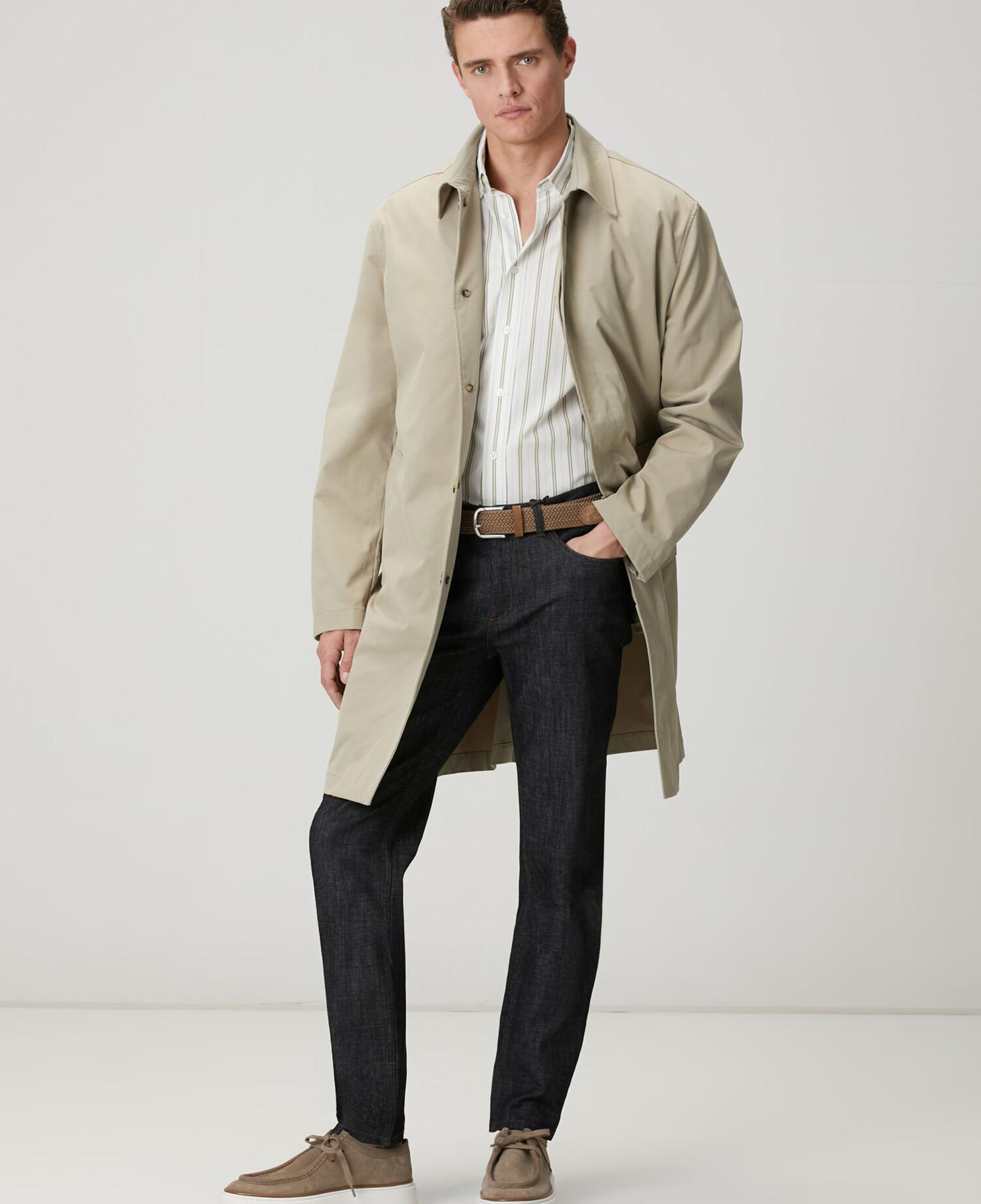 Beymen Club Erkek Beyaz Yeşil Çizgili Comfort Fit Pamuklu Gömlek