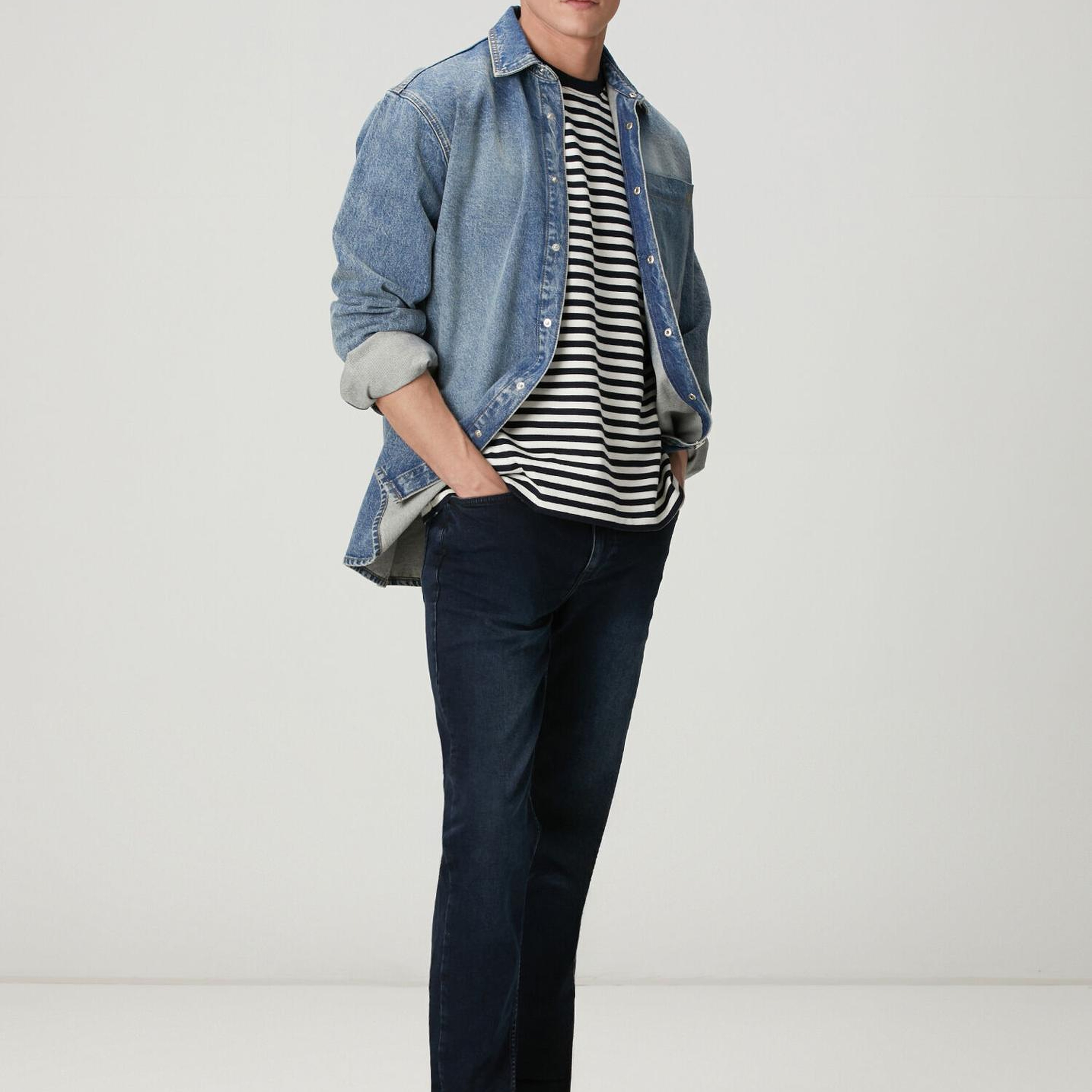 Beymen Club Erkek Mavi Oversize Fit Tek Cepli Jean Gömlek