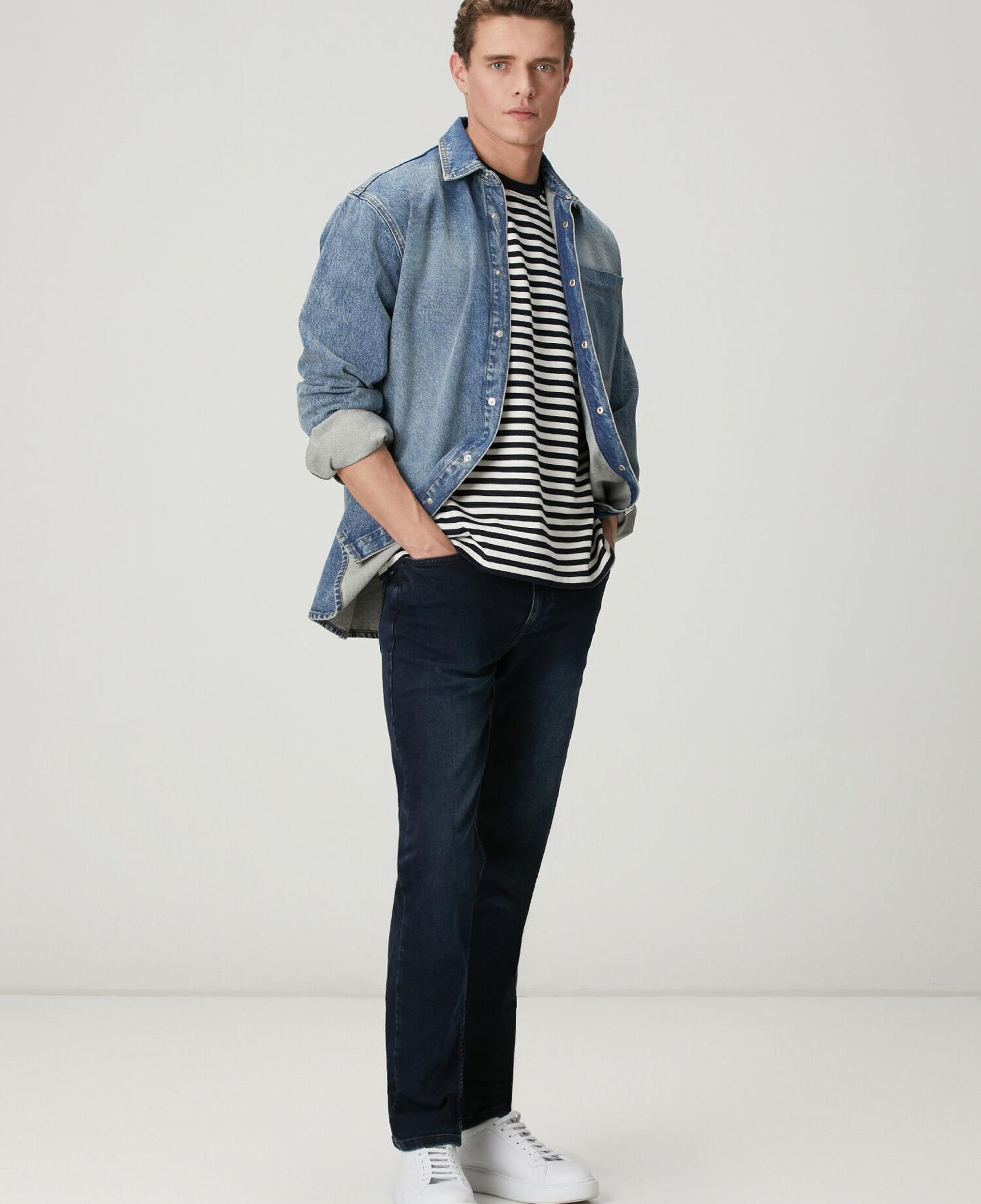 Beymen Club Erkek Mavi Oversize Fit Tek Cepli Jean Gömlek