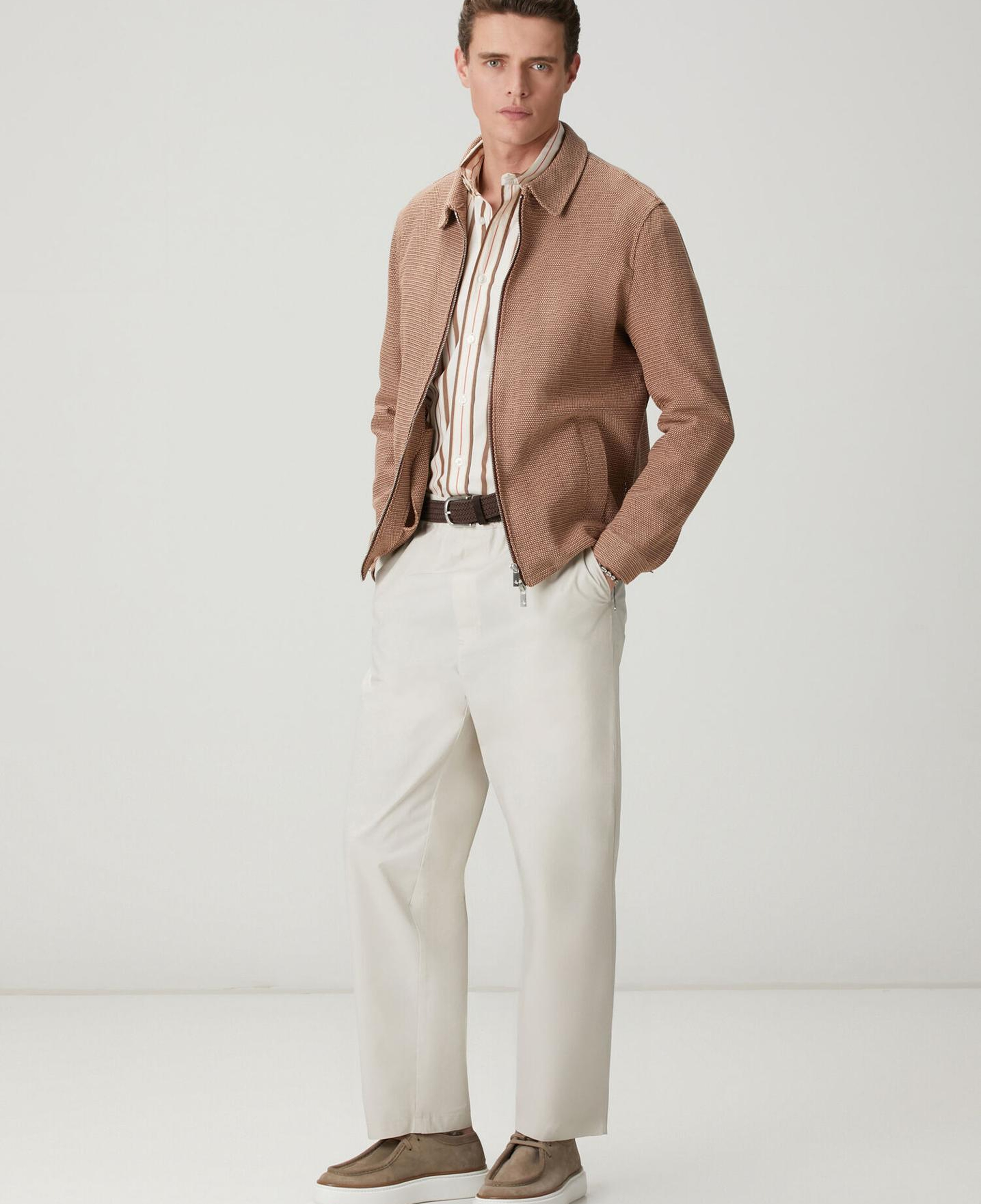 Beymen Club Erkek Comfort Fit Bej Kahverengi Çizgi Desenli Gömlek