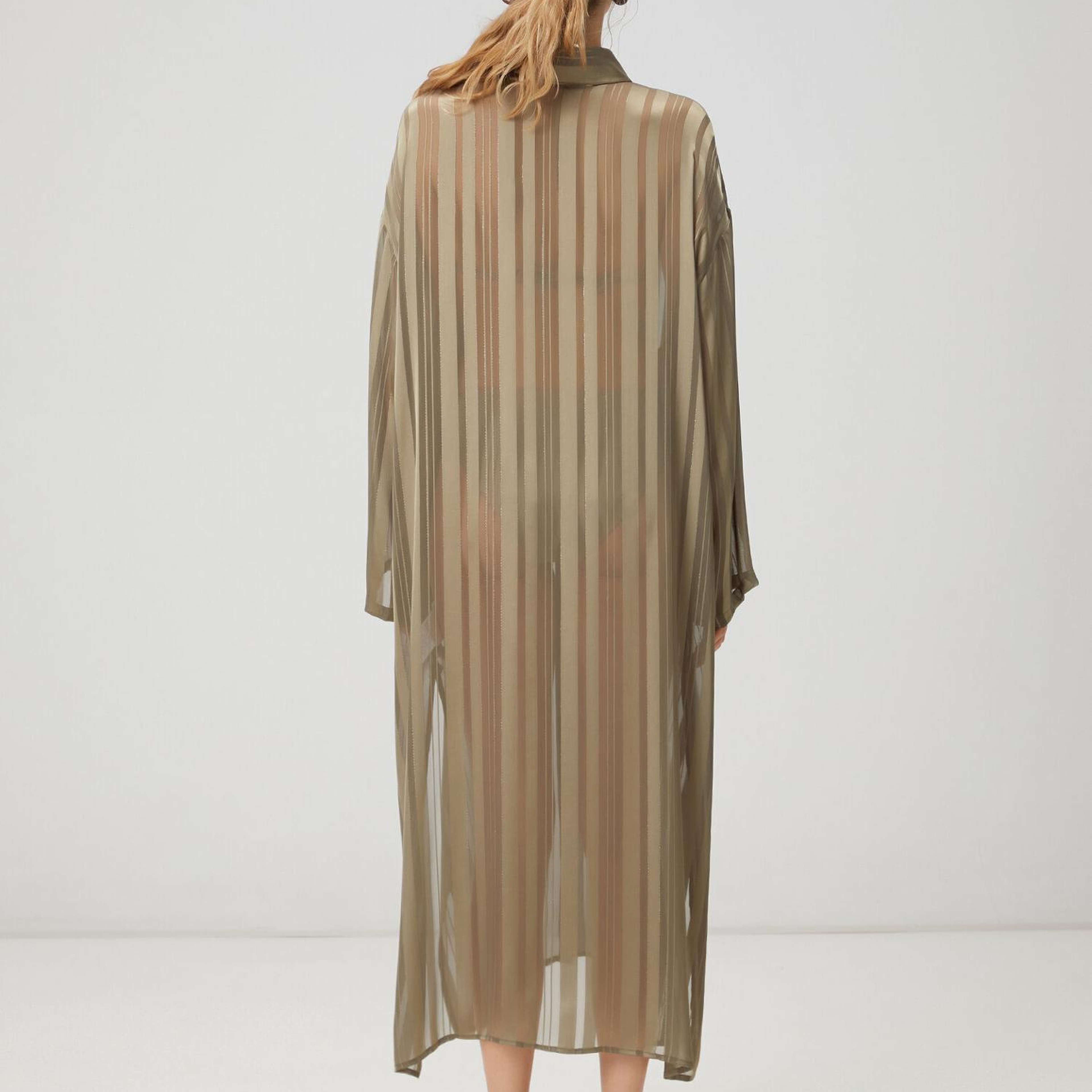 Beymen Club Kadın Haki Çizgili Transparan Tunik