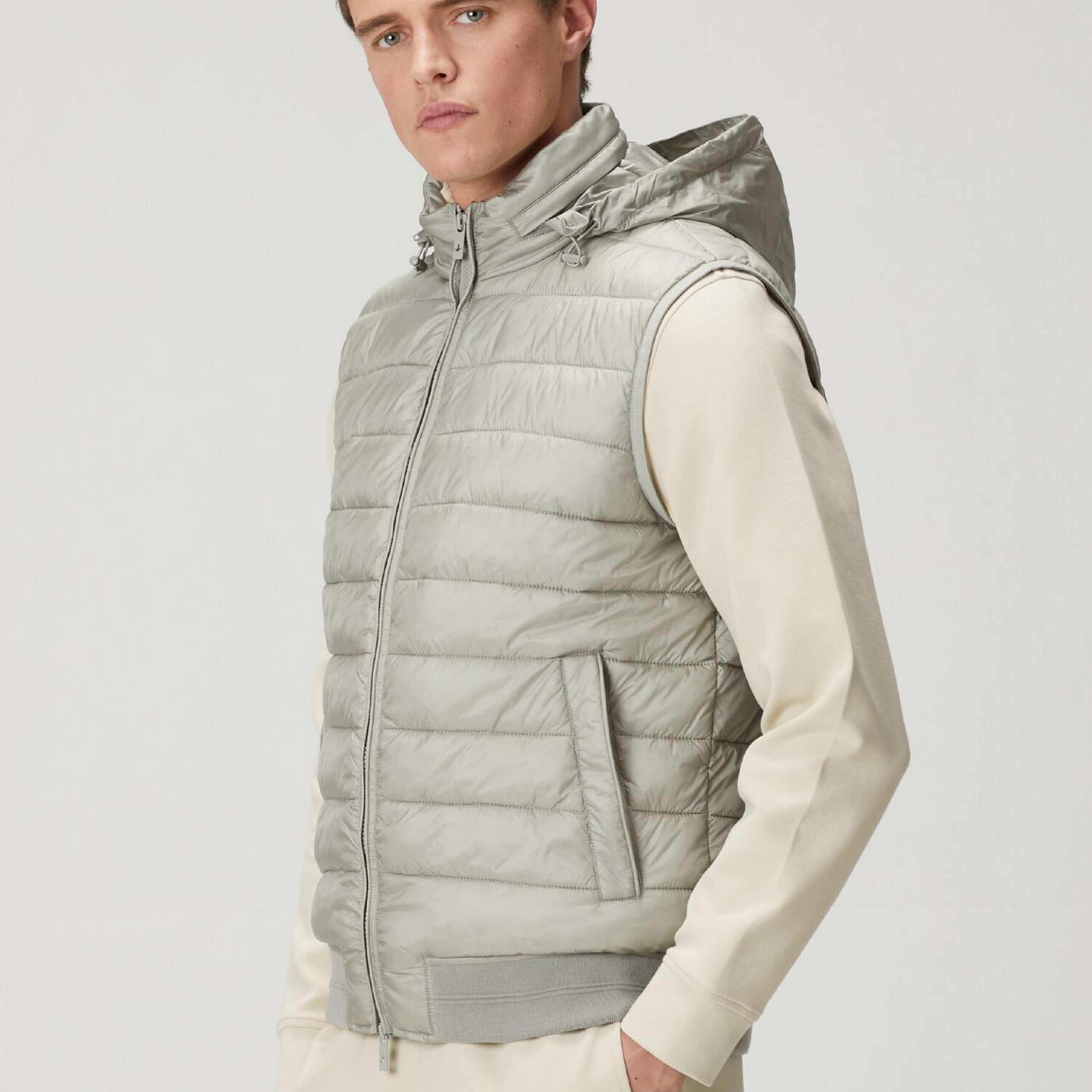 Beymen Club Erkek Açık Haki Kapüşonlu Puff Yelek