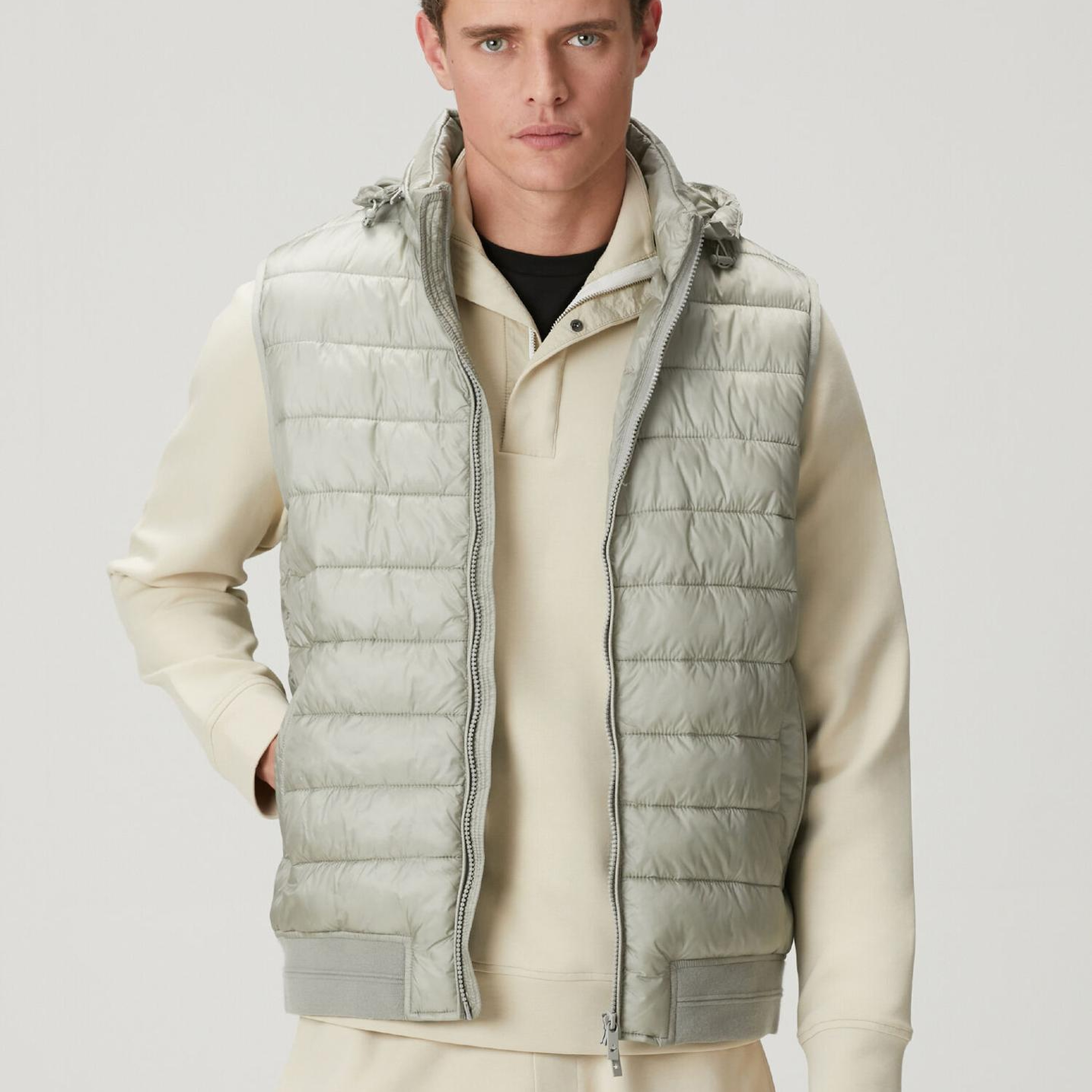 Beymen Club Erkek Açık Haki Kapüşonlu Puff Yelek