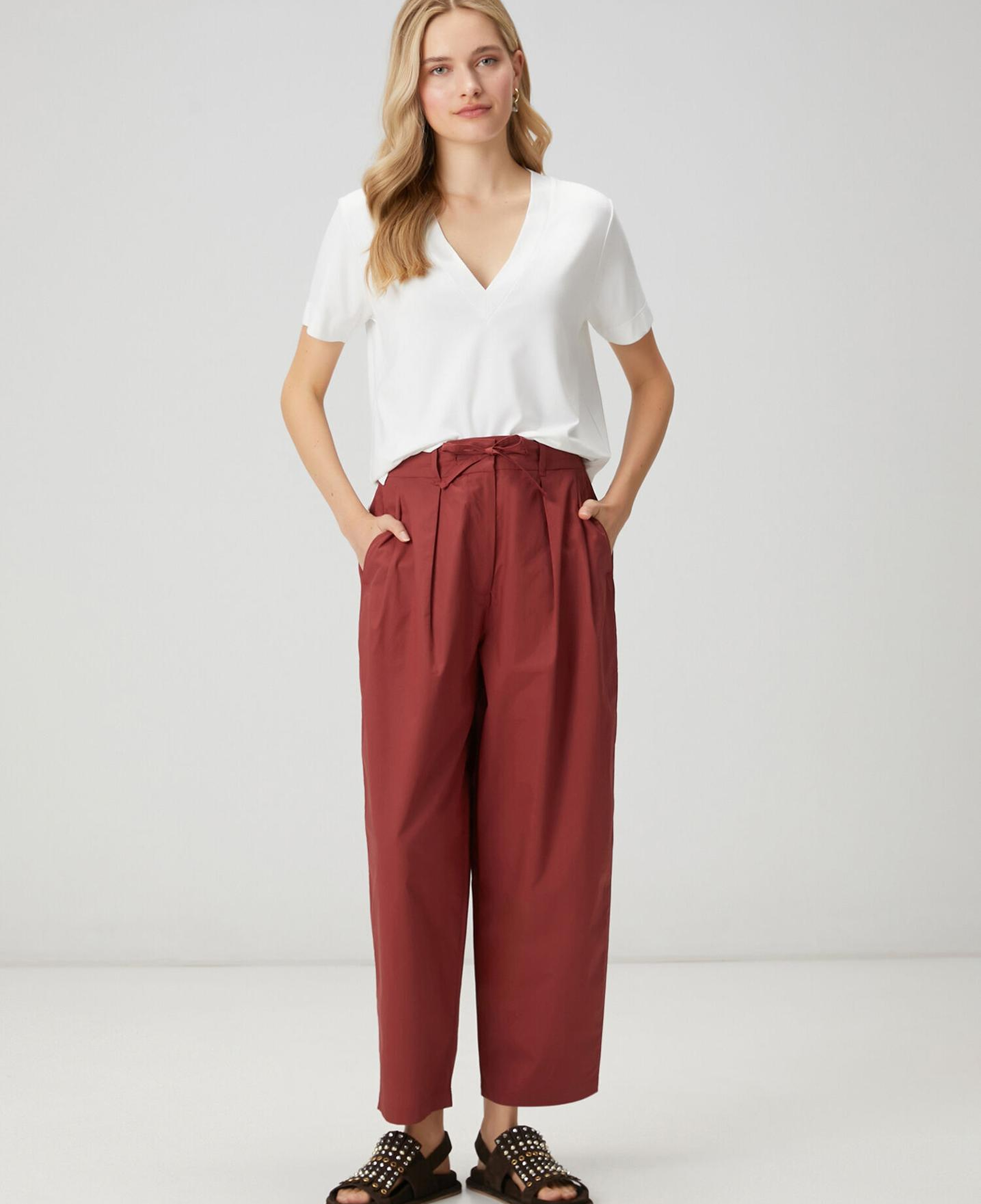Beymen Club Kadın Kırık Beyaz Yanı Yırtmaçlı Basic T-shirt