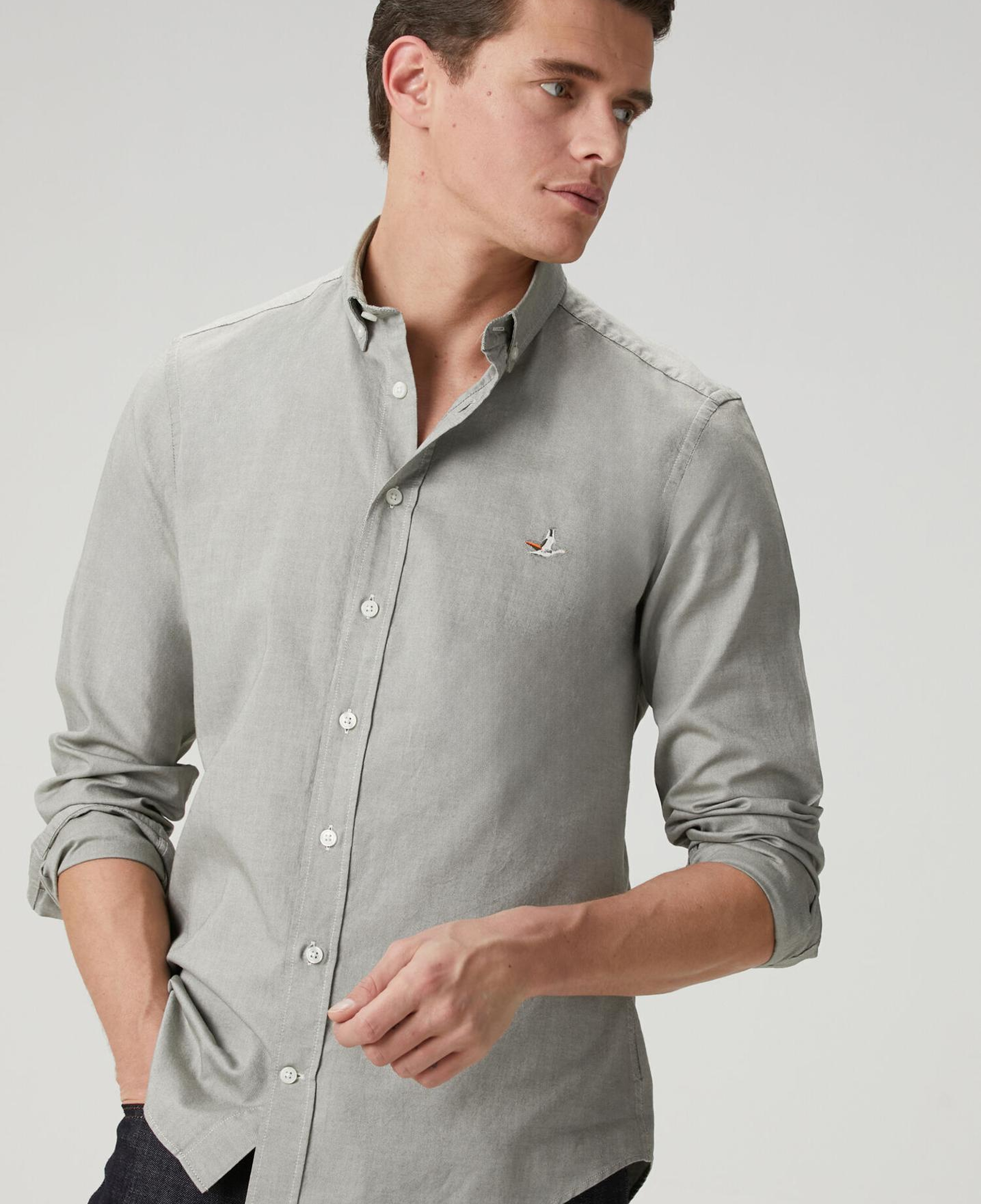 Beymen Club Erkek Slim Fit Açık Haki Oxford Gömlek