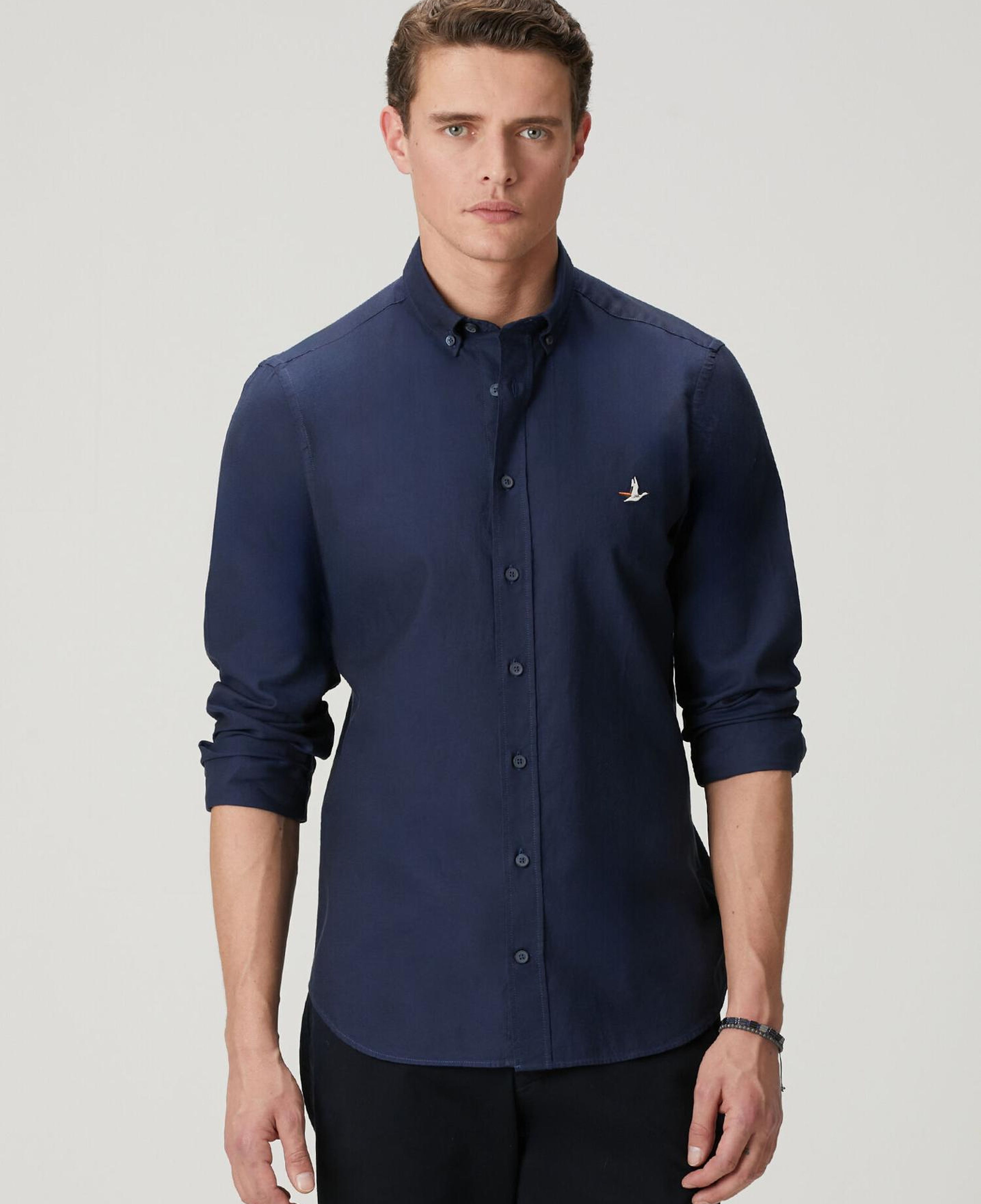 Beymen Club Erkek Slim Fit Lacivert Oxford Gömlek