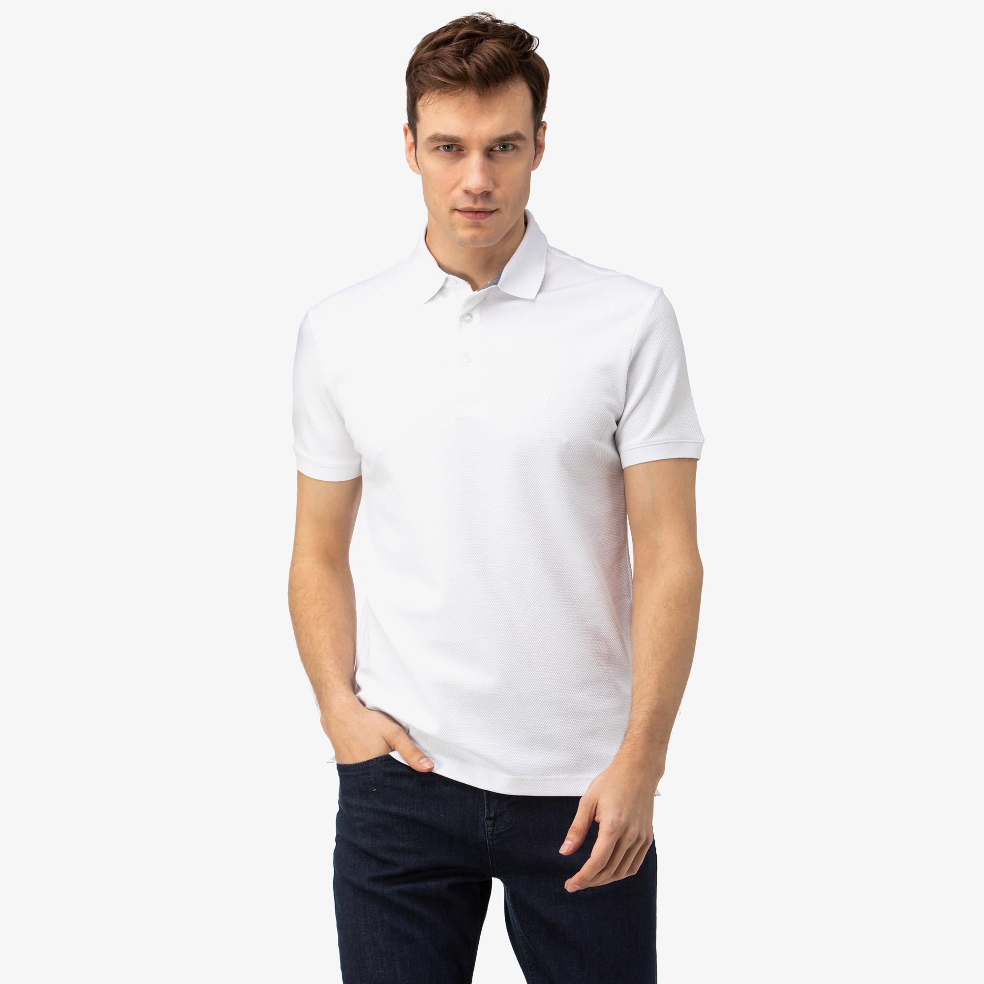 Nautica Erkek Beyaz Slim Fit Kısa Kollu Polo Yaka T-Shirt