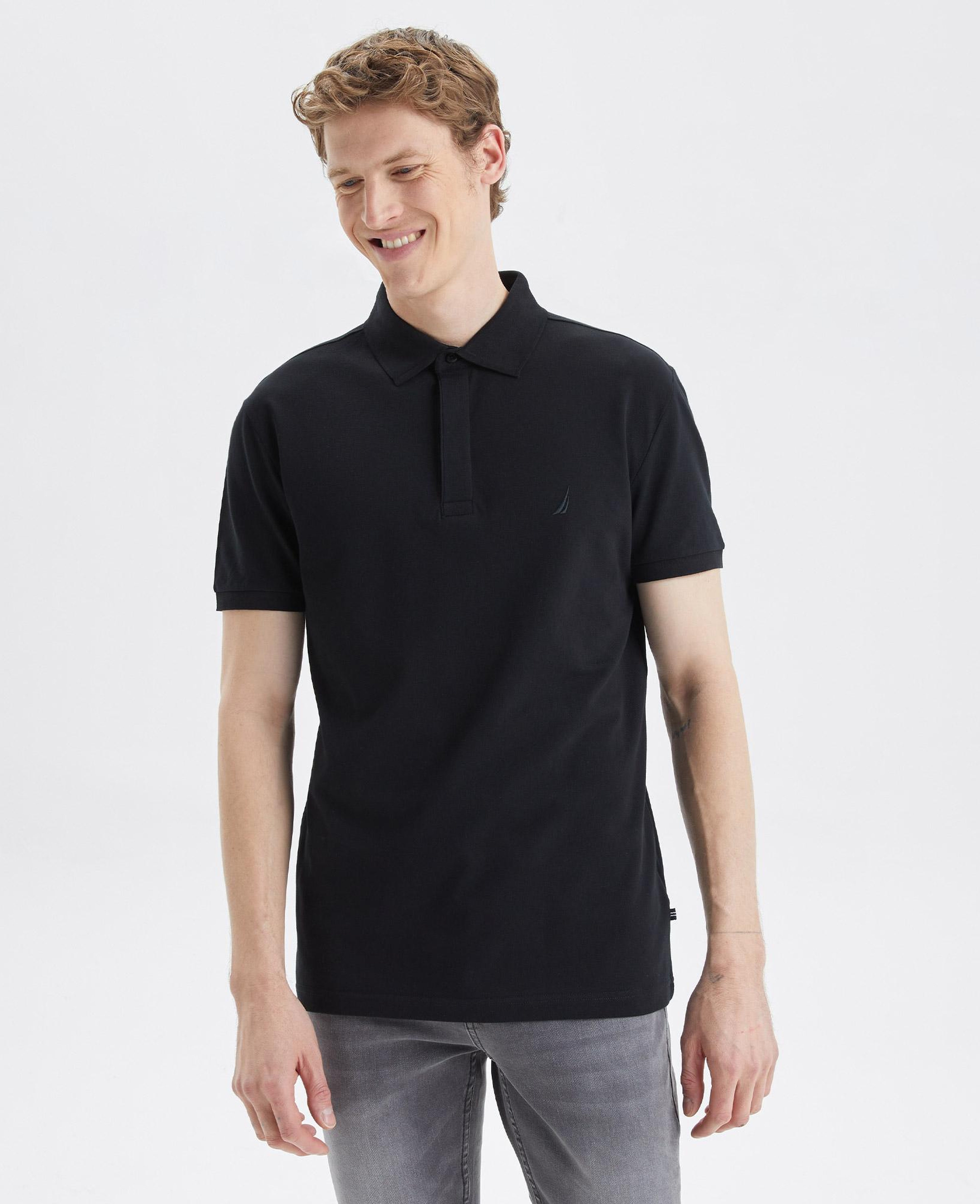Nautica Erkek Siyah Slim Fit Kısa Kollu Polo Yaka T-Shirt
